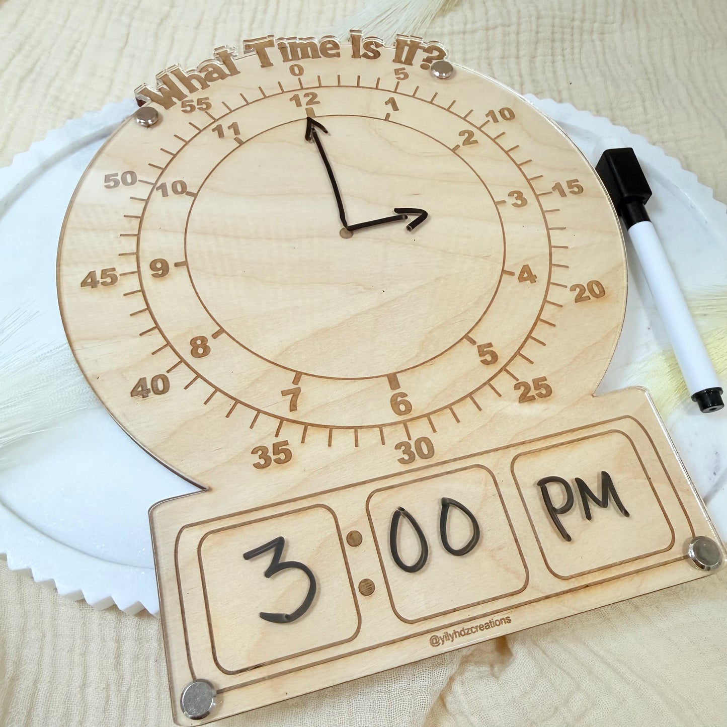 Montessori Wooden Learning Clock for Kids | Telling Time Teaching Toy | Homeschool Educational Tool | Preschool Time Practice