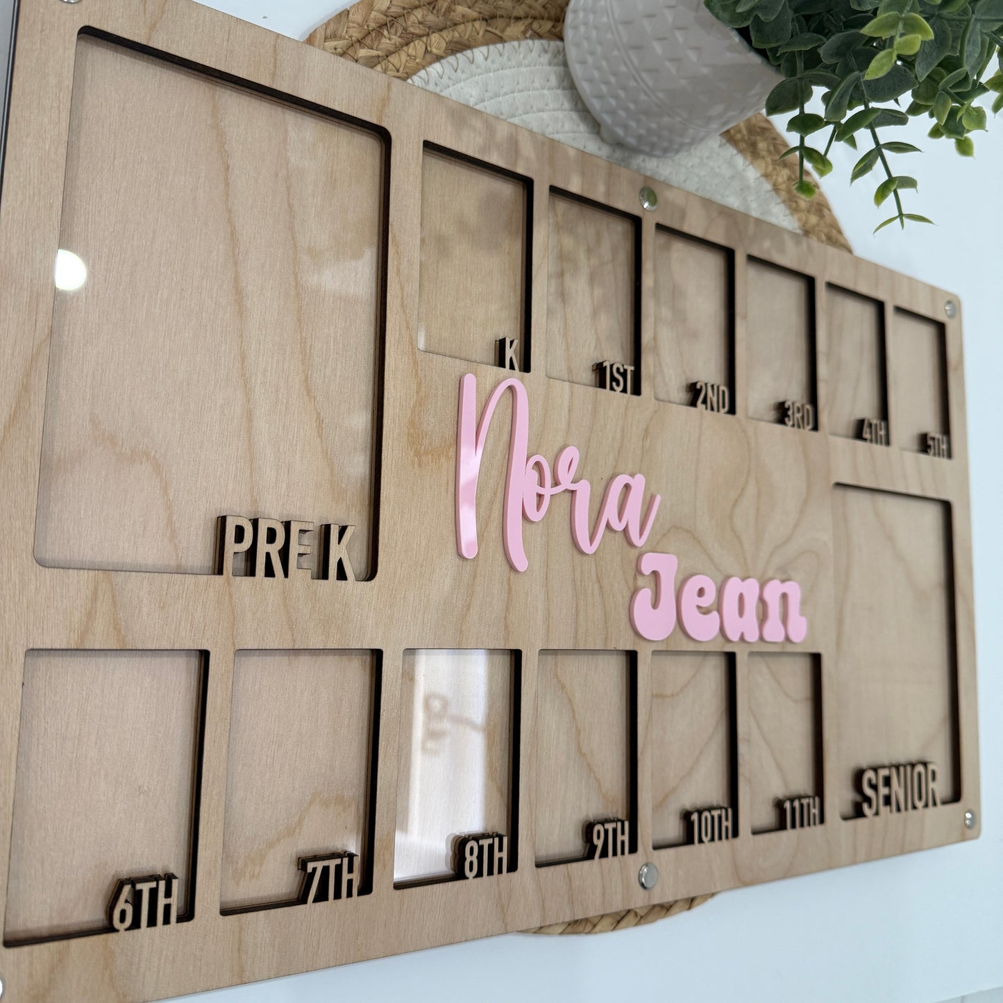 Personalized Kids School Years Photo Frame | Kindergarten to Graduation Memory Frame | School Photo Display Board | Wooden Kids Milestone Frame