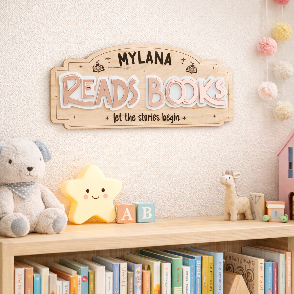 Library Read Signs Yily Creative Studio | Personalized Kids Decor & Custom Name Signs ...