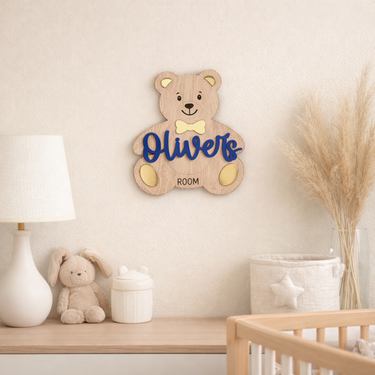 Custom Boy And Girl Teddy Bear Nursery Sign, Baby Name Wall Decor, Personalized Teddy Bear Theme, Personalized Name Sign For Nursery