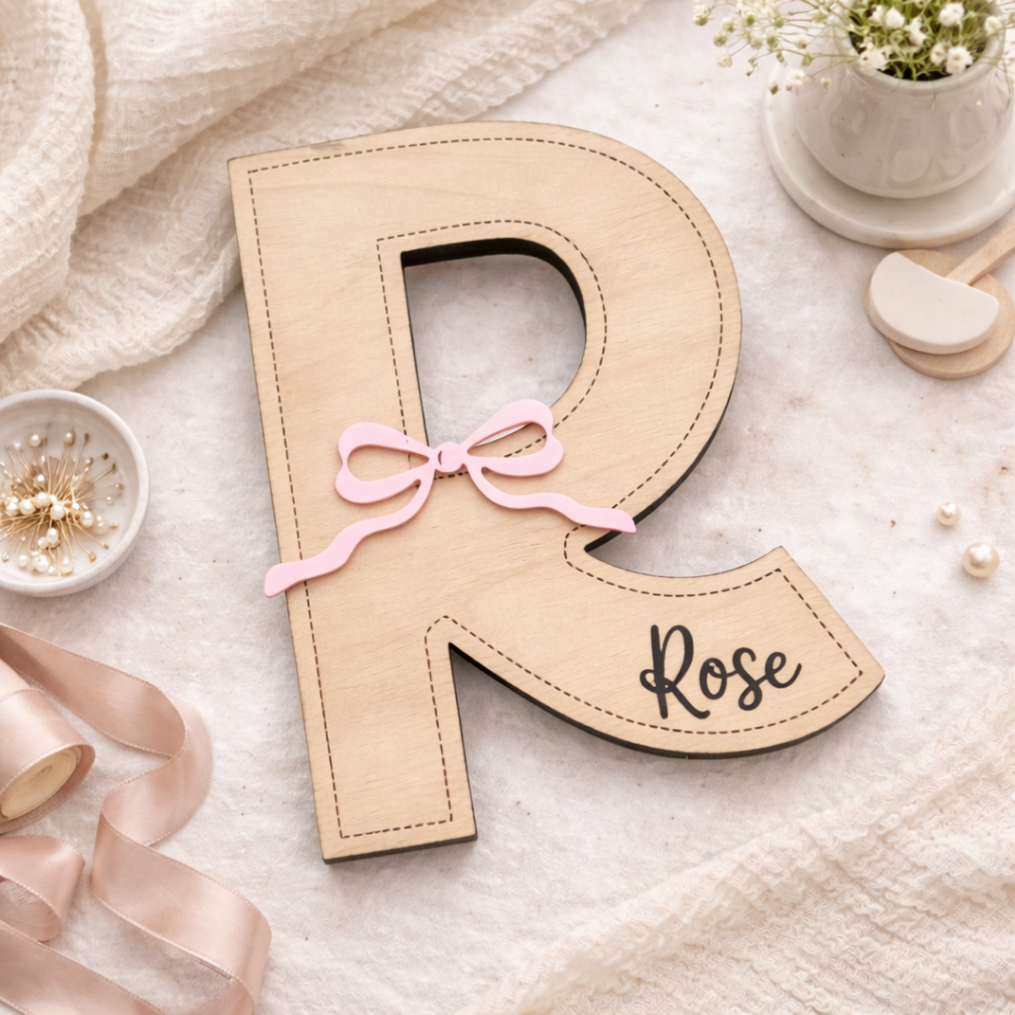 Custom Nursery Initial Wall Decor, Personalized Wooden Letter Name Sign For kids, Baby Room Neutral Decor, Custom Neutral Kids Room Initial.