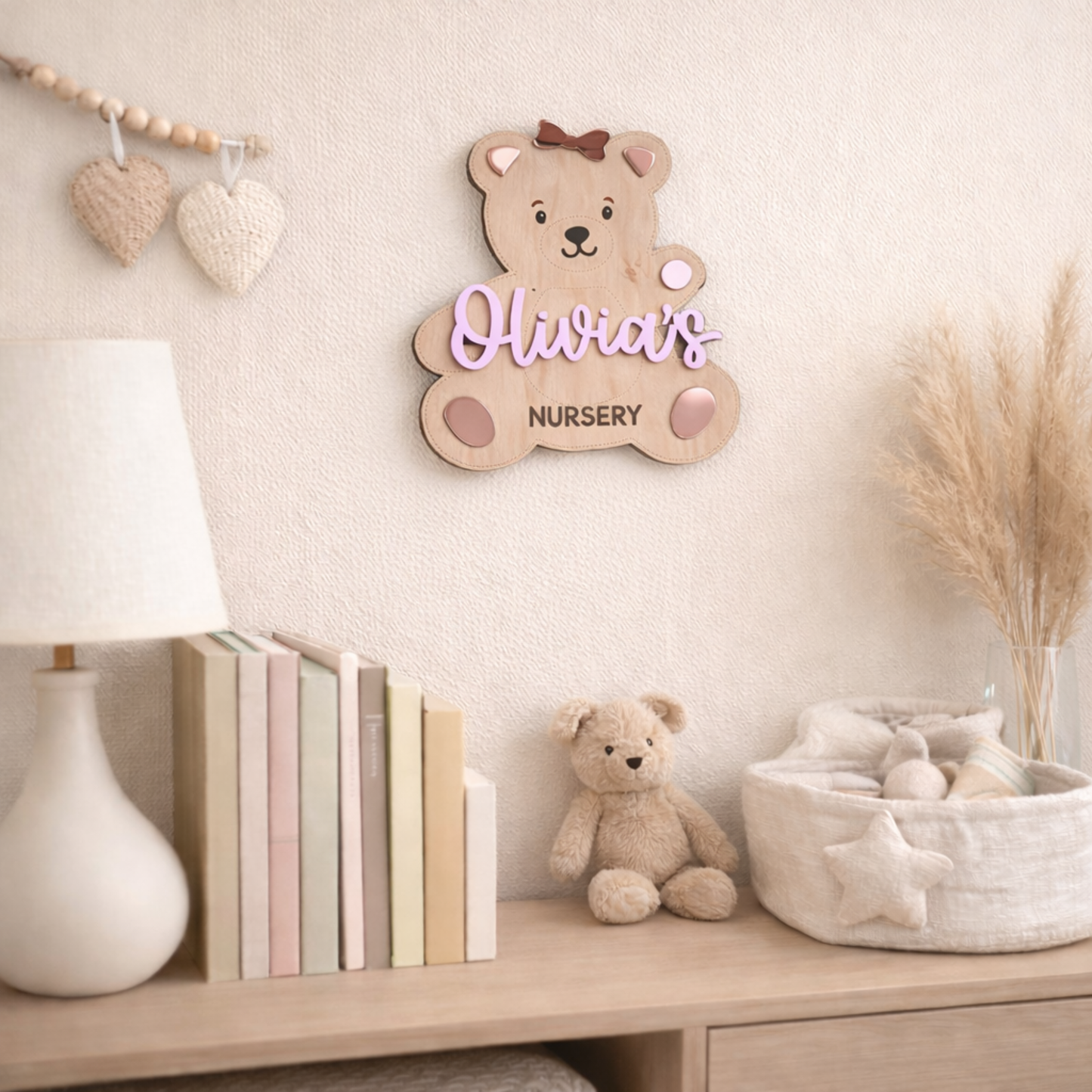 Custom Boy And Girl Teddy Bear Nursery Sign, Baby Name Wall Decor, Personalized Teddy Bear Theme, Personalized Name Sign For Nursery