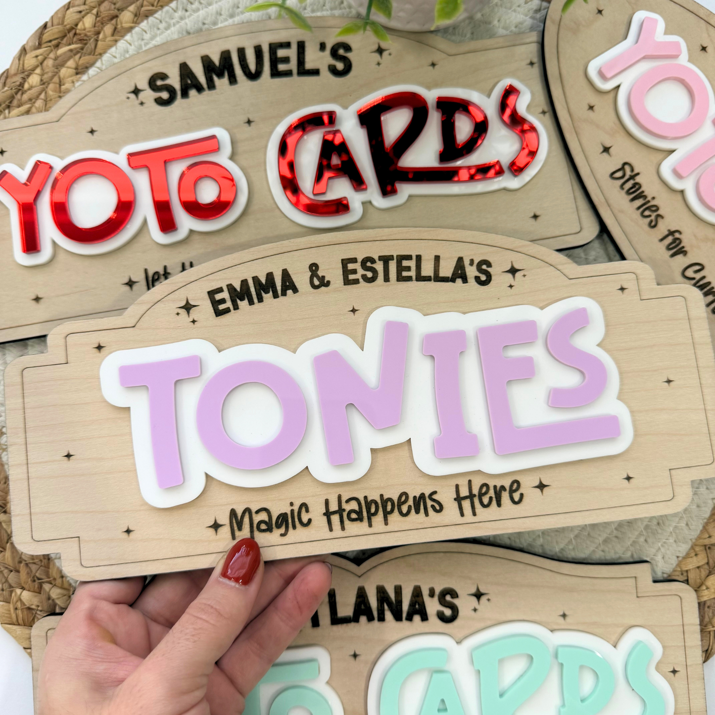 Yoto Cards Wall Sign | Personalized Tonies Display Sign, Yoto Player Accessories, Kids Listening Station Decor.