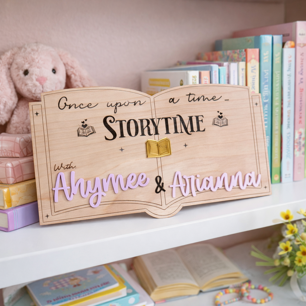 Personalized Storytime Wooden Sign for Kids | Custom Name Nursery Decor | Reading Corner Sign | Kids Room Wall Decor | Homeschool Decor