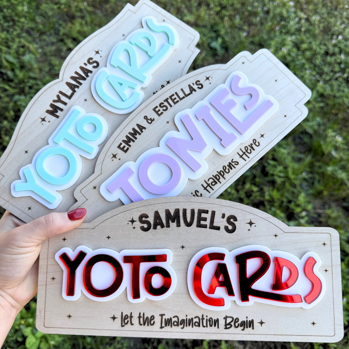Yoto Cards Wall Sign | Personalized Tonies Display Sign, Yoto Player Accessories, Kids Listening Station Decor.