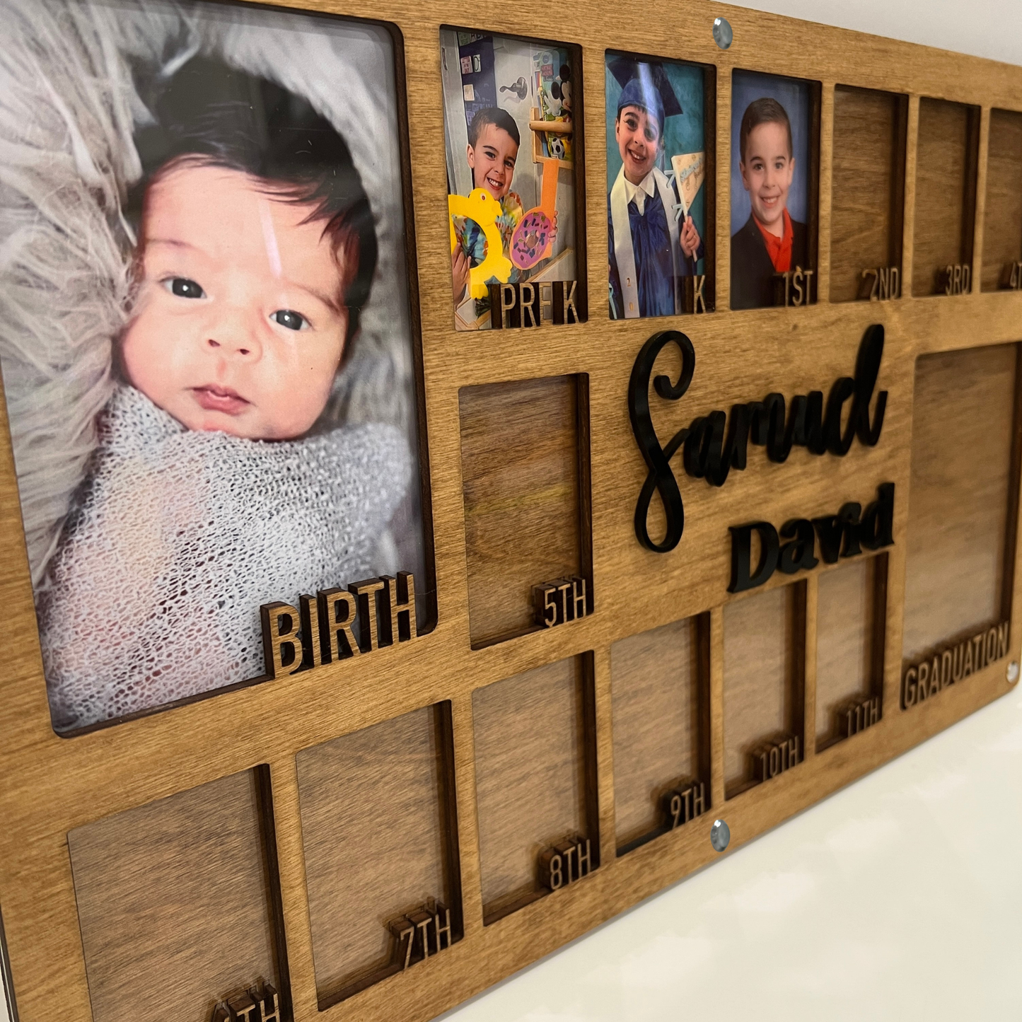 Personalized Kids School Years Photo Frame | Kindergarten to Graduation Memory Frame | School Photo Display Board | Wooden Kids Milestone Frame