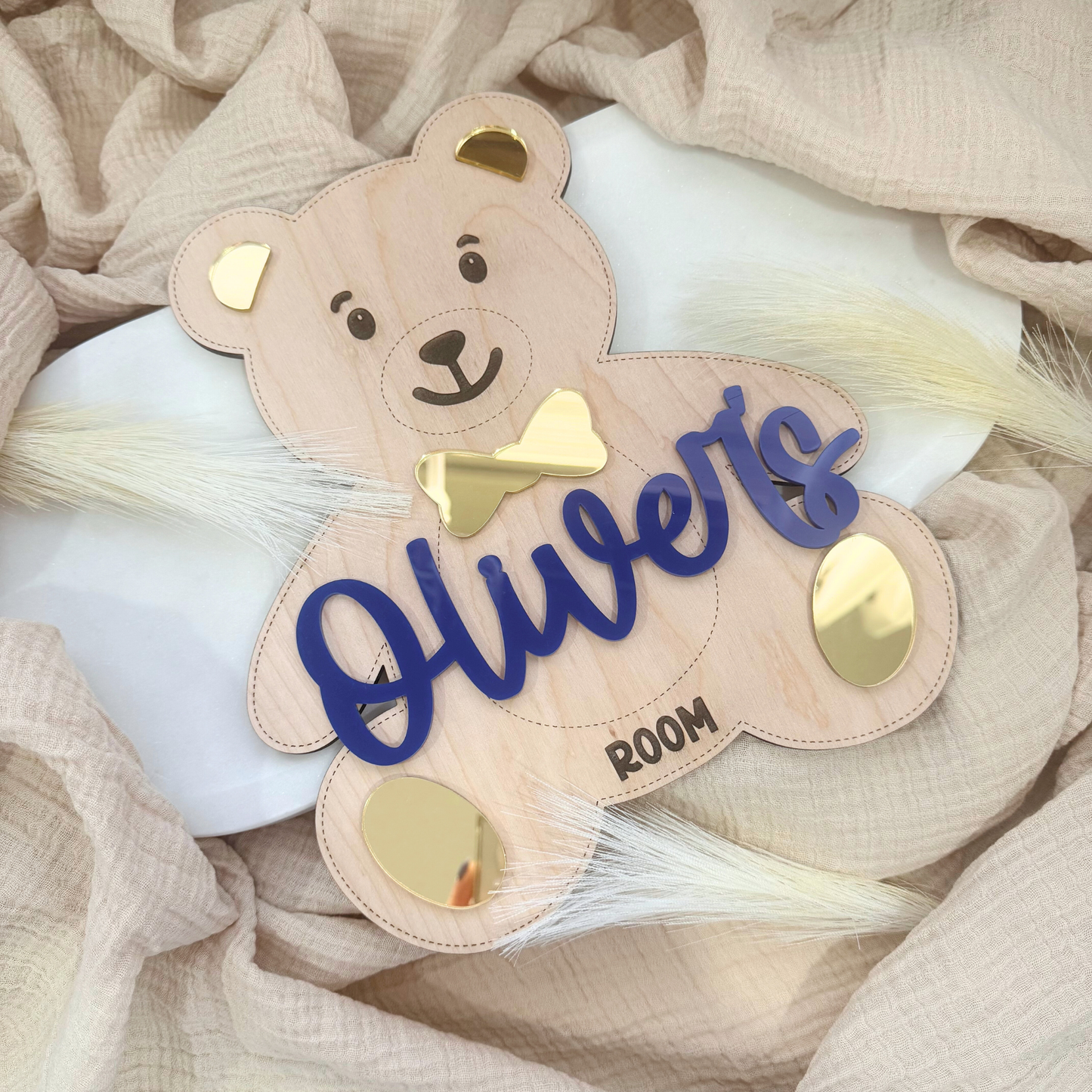 Custom Boy And Girl Teddy Bear Nursery Sign, Baby Name Wall Decor, Personalized Teddy Bear Theme, Personalized Name Sign For Nursery