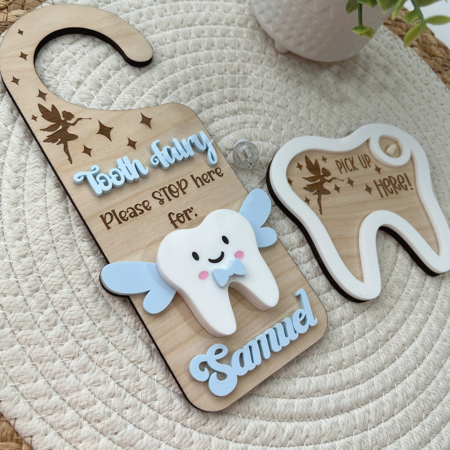 Personalized Tooth Fairy Door Hanger | Kids Tooth Fairy Holder | Lost Tooth Keepsake Gift | Custom Tooth Fairy Sign for Kids