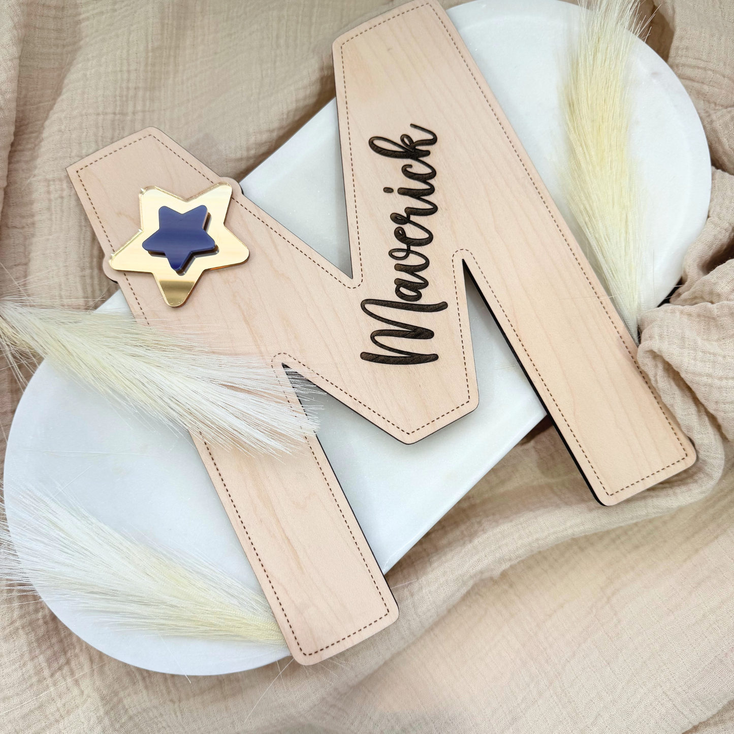 Custom Nursery Initial Wall Decor, Personalized Wooden Letter Name Sign For kids, Baby Room Neutral Decor, Custom Neutral Kids Room Initial.