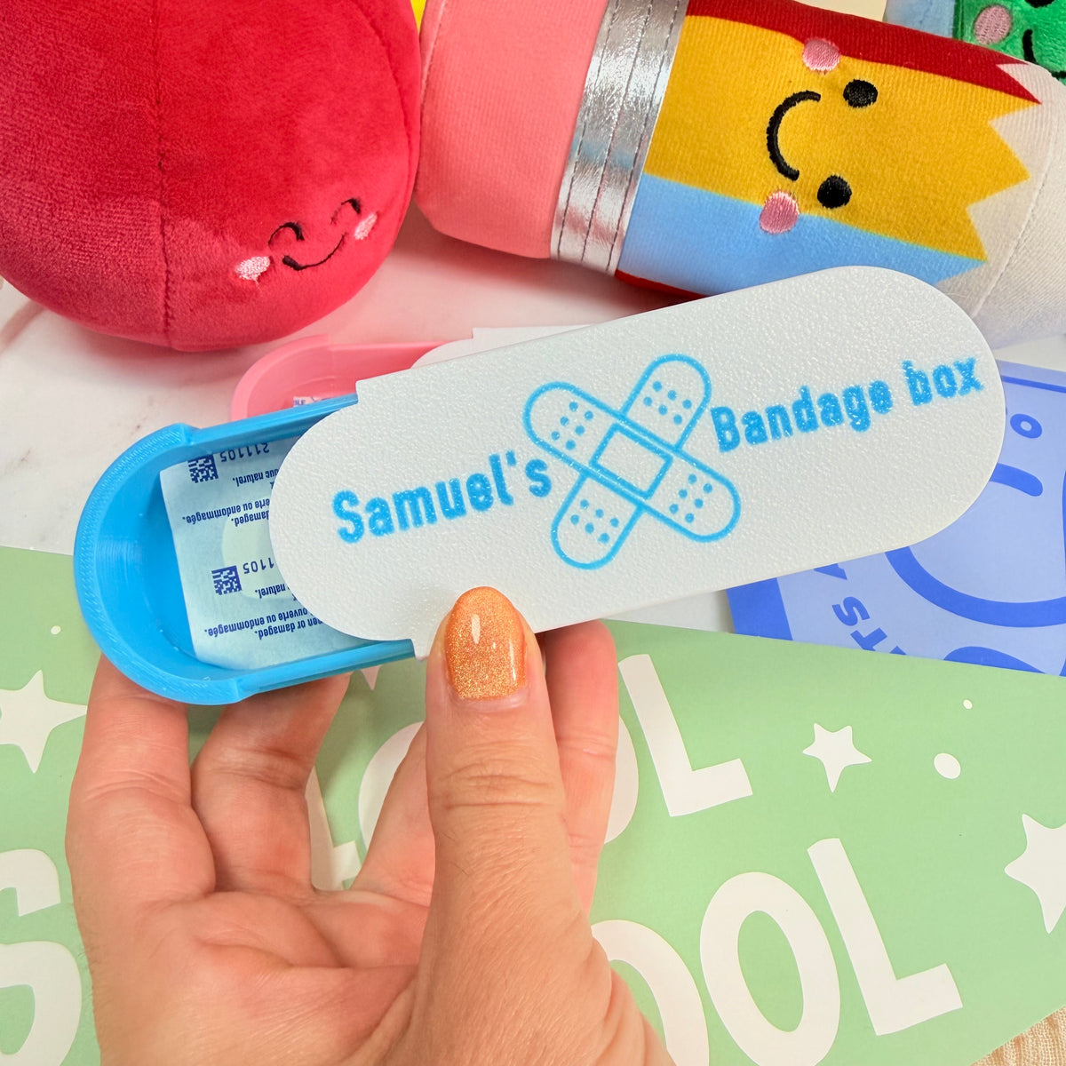 Personalized 3D Bandage Holder, 3D First Aid Case for Kids Backpack, Custom Bandage Case, Custom School Safety Kit, Travel Bandage Holder.