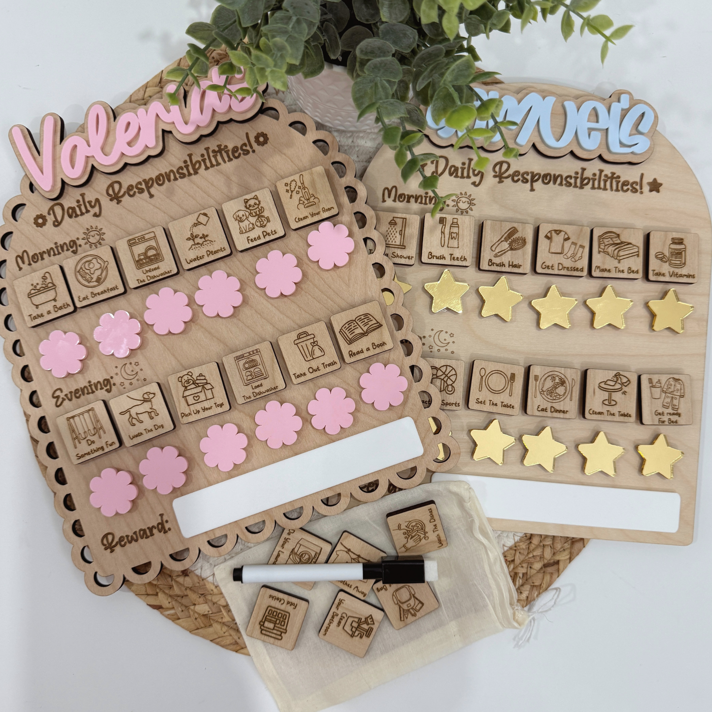 Personalized Kids Reward Chart | Responsibility & Chore Chart for Kids | Montessori Behavior Chart | Wooden Kids Routine Chart | Positive Reinforcement Board