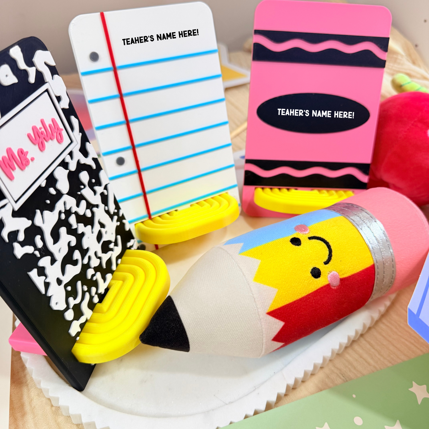 Personalized Teacher Phone Holder, 3D Printed Desk Stand, Custom Teacher Gift, Back to School Desk Organizer