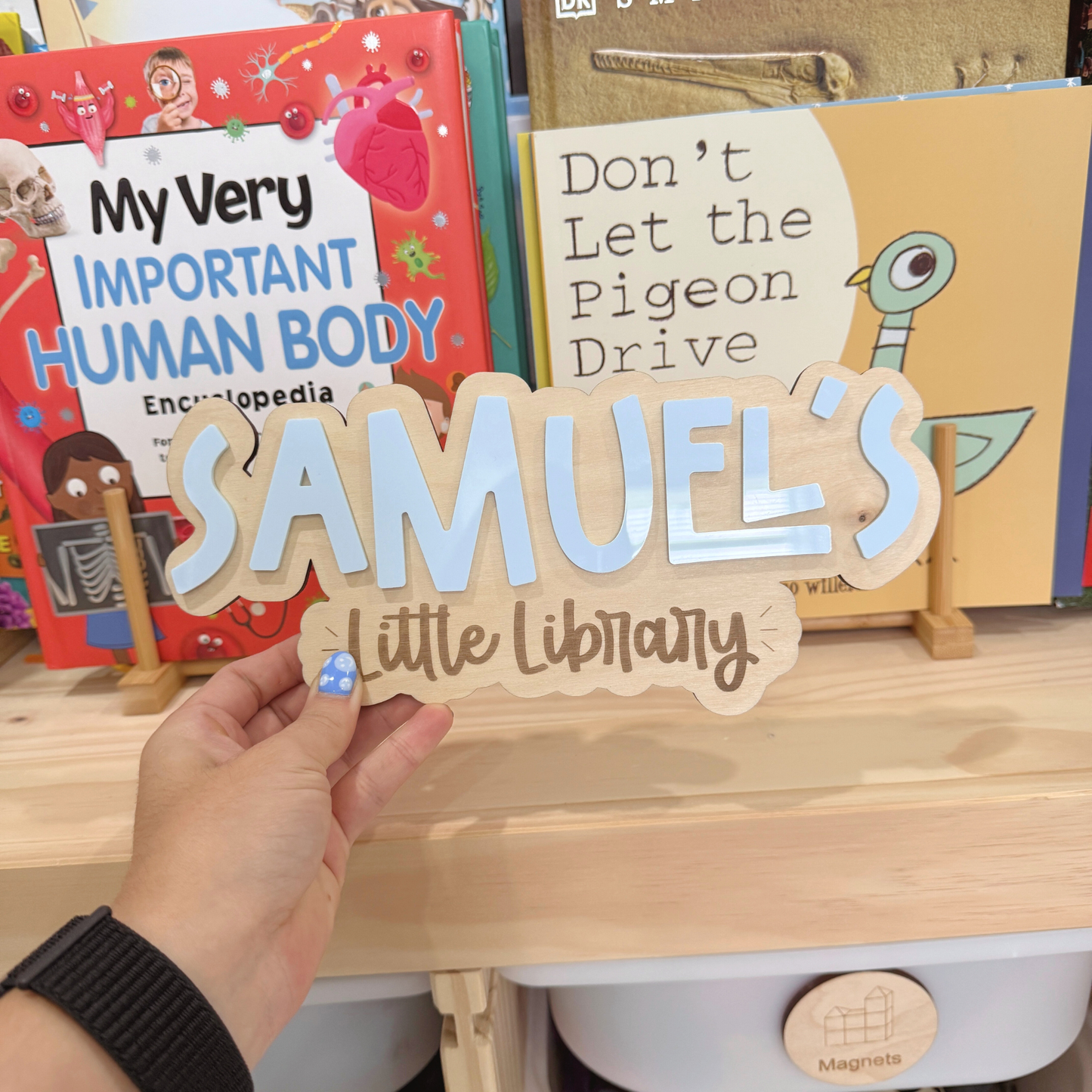 Kids Reading Nook Name Sign | Personalized Library Sign for Kids Room | Bookshelf Decor