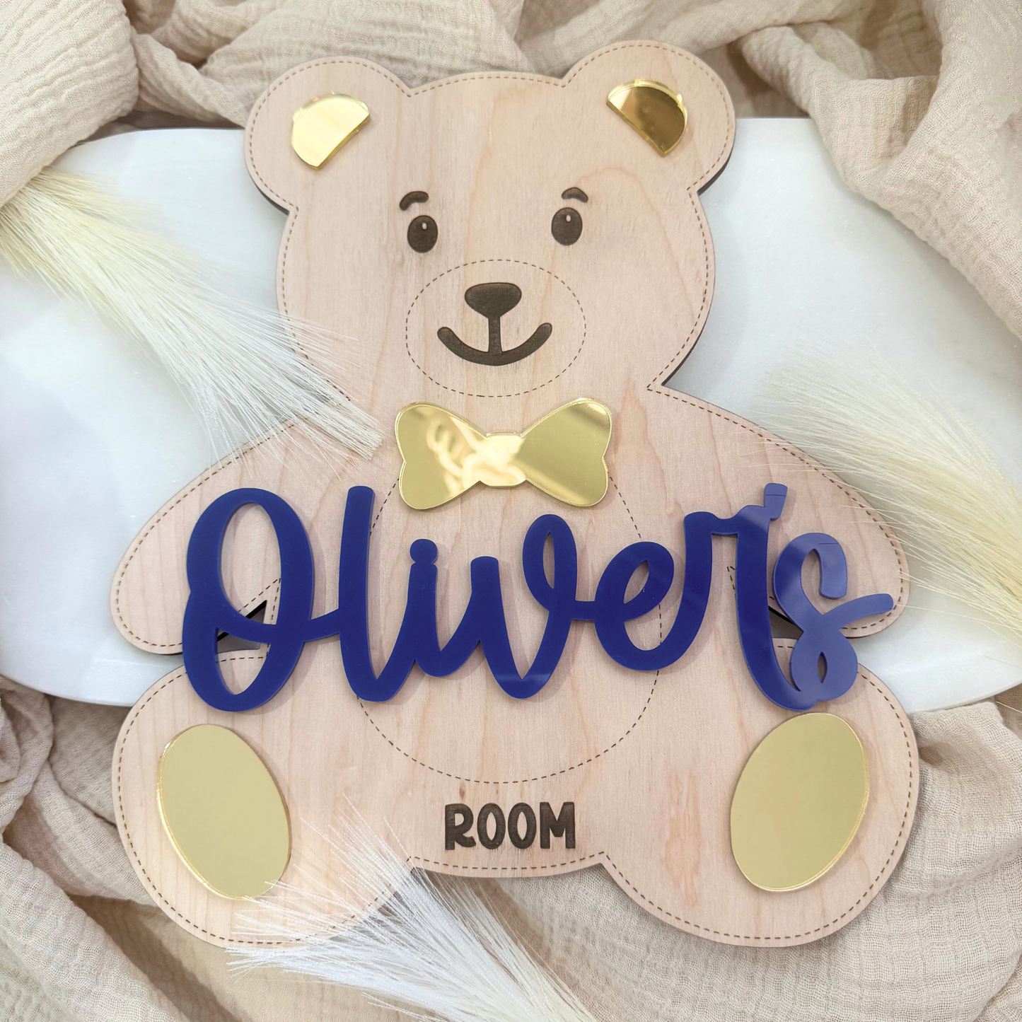 Custom Boy And Girl Teddy Bear Nursery Sign, Baby Name Wall Decor, Personalized Teddy Bear Theme, Personalized Name Sign For Nursery