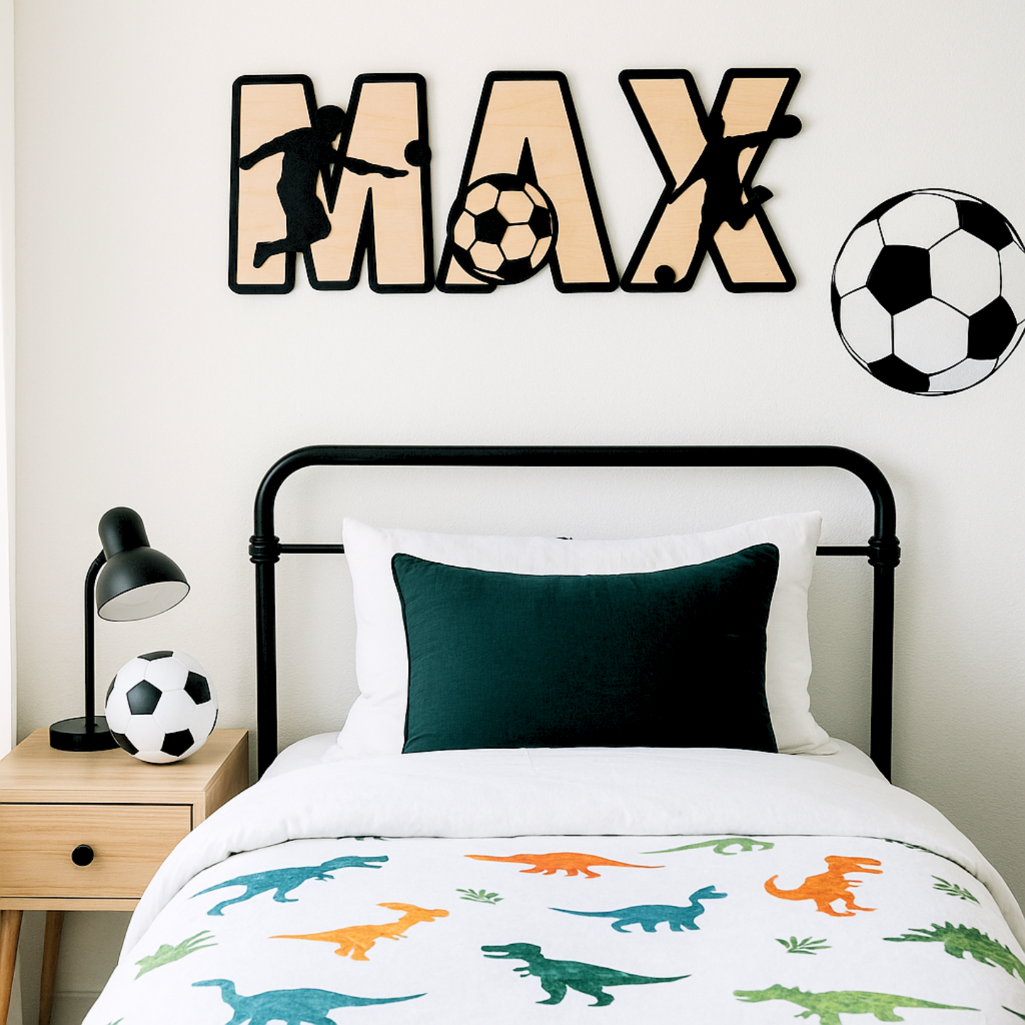Personalized Sports Name Sign | Custom Kids Name Wall Decor | Boys Room Sports Wall Letters | Soccer Baseball Basketball Name Sign