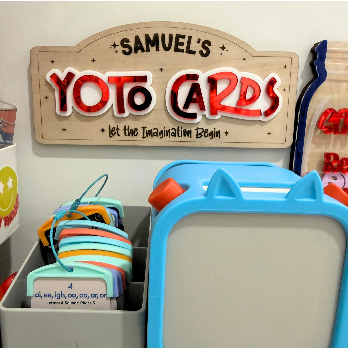 Yoto Cards Wall Sign | Personalized Tonies Display Sign, Yoto Player Accessories, Kids Listening Station Decor.