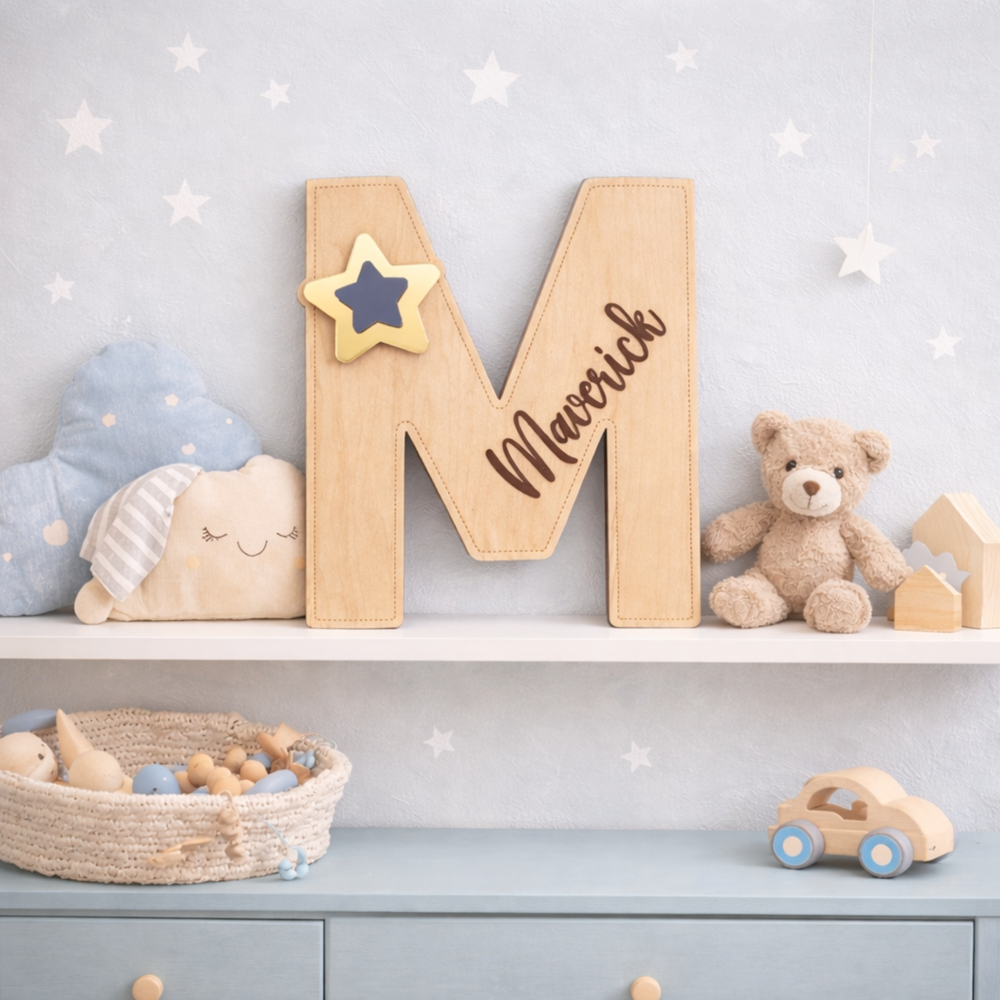Custom Nursery Initial Wall Decor, Personalized Wooden Letter Name Sign For kids, Baby Room Neutral Decor, Custom Neutral Kids Room Initial.