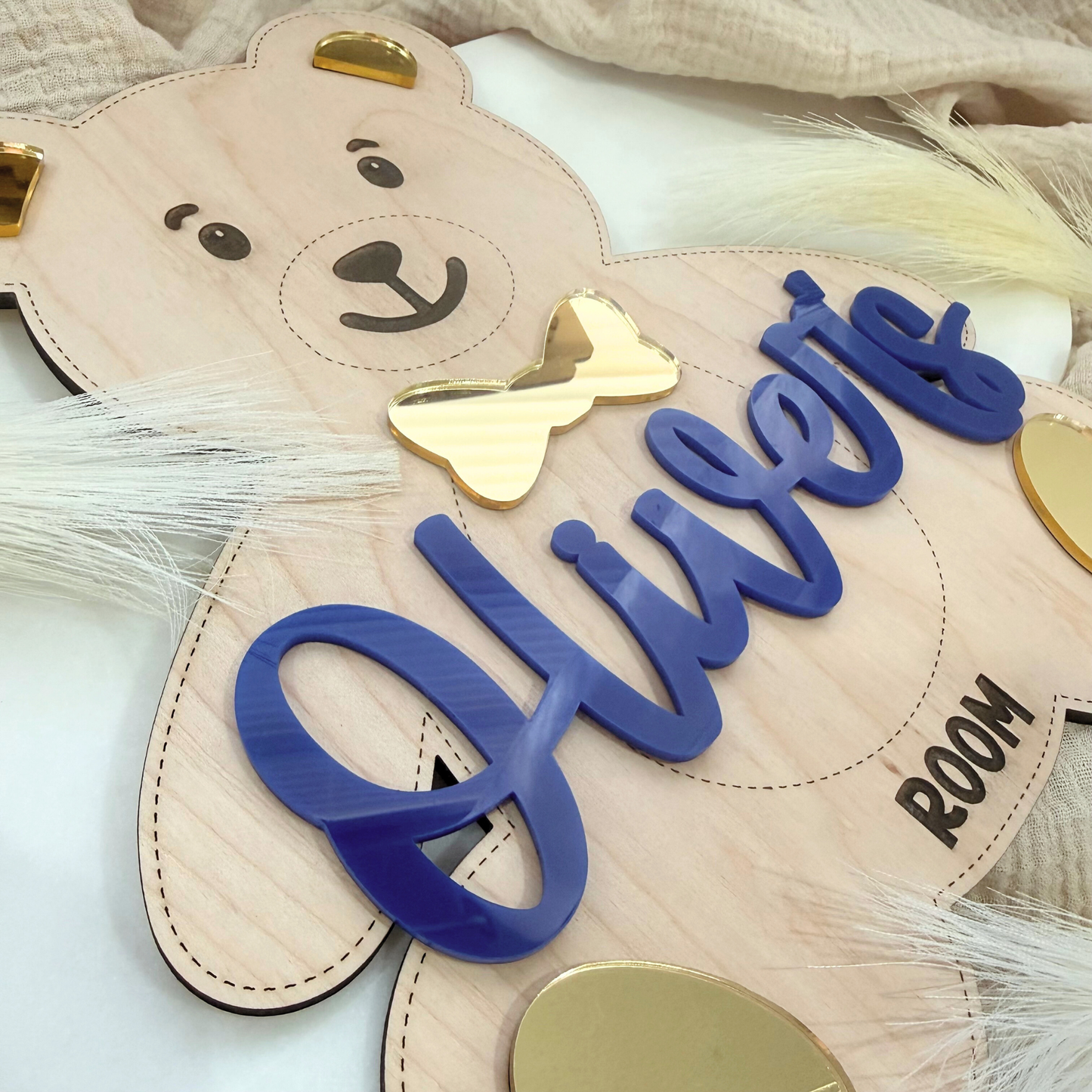 Custom Boy And Girl Teddy Bear Nursery Sign, Baby Name Wall Decor, Personalized Teddy Bear Theme, Personalized Name Sign For Nursery