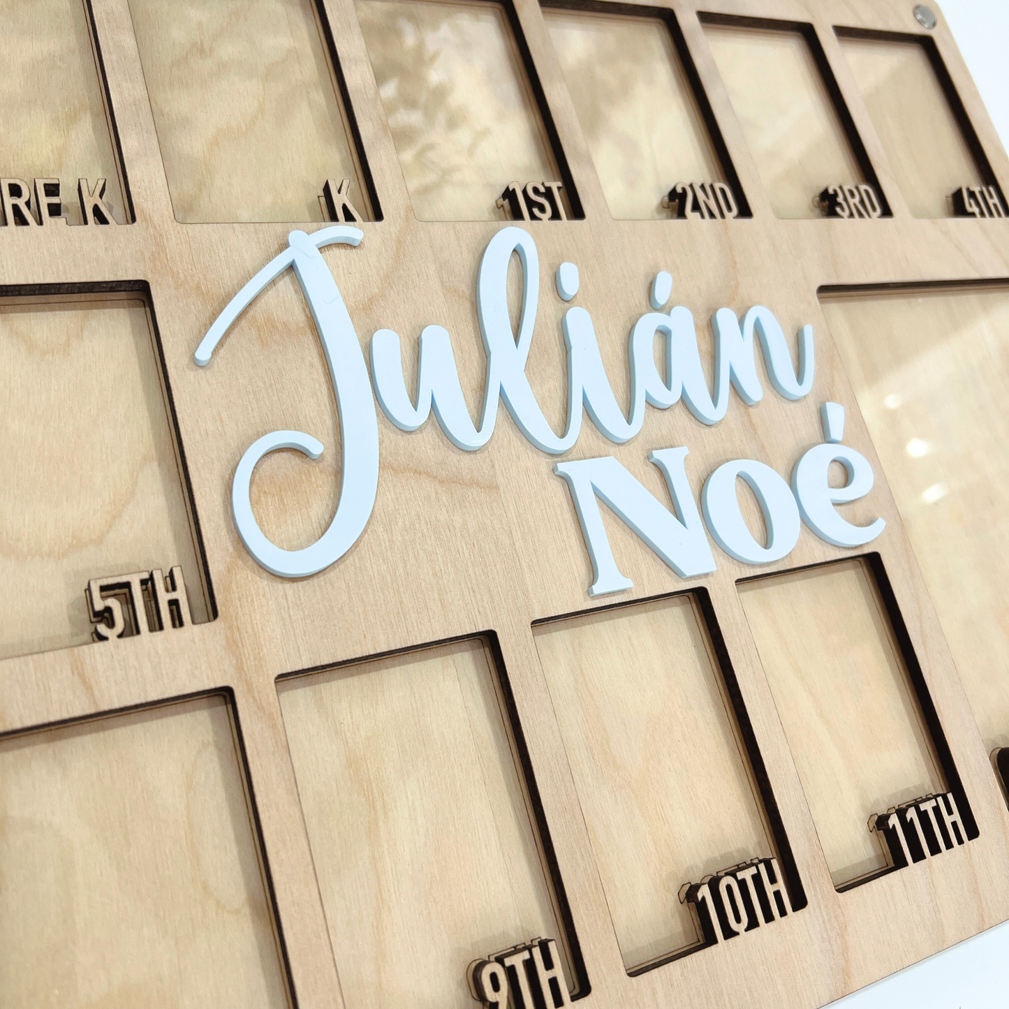 Personalized Kids School Years Photo Frame | Kindergarten to Graduation Memory Frame | School Photo Display Board | Wooden Kids Milestone Frame