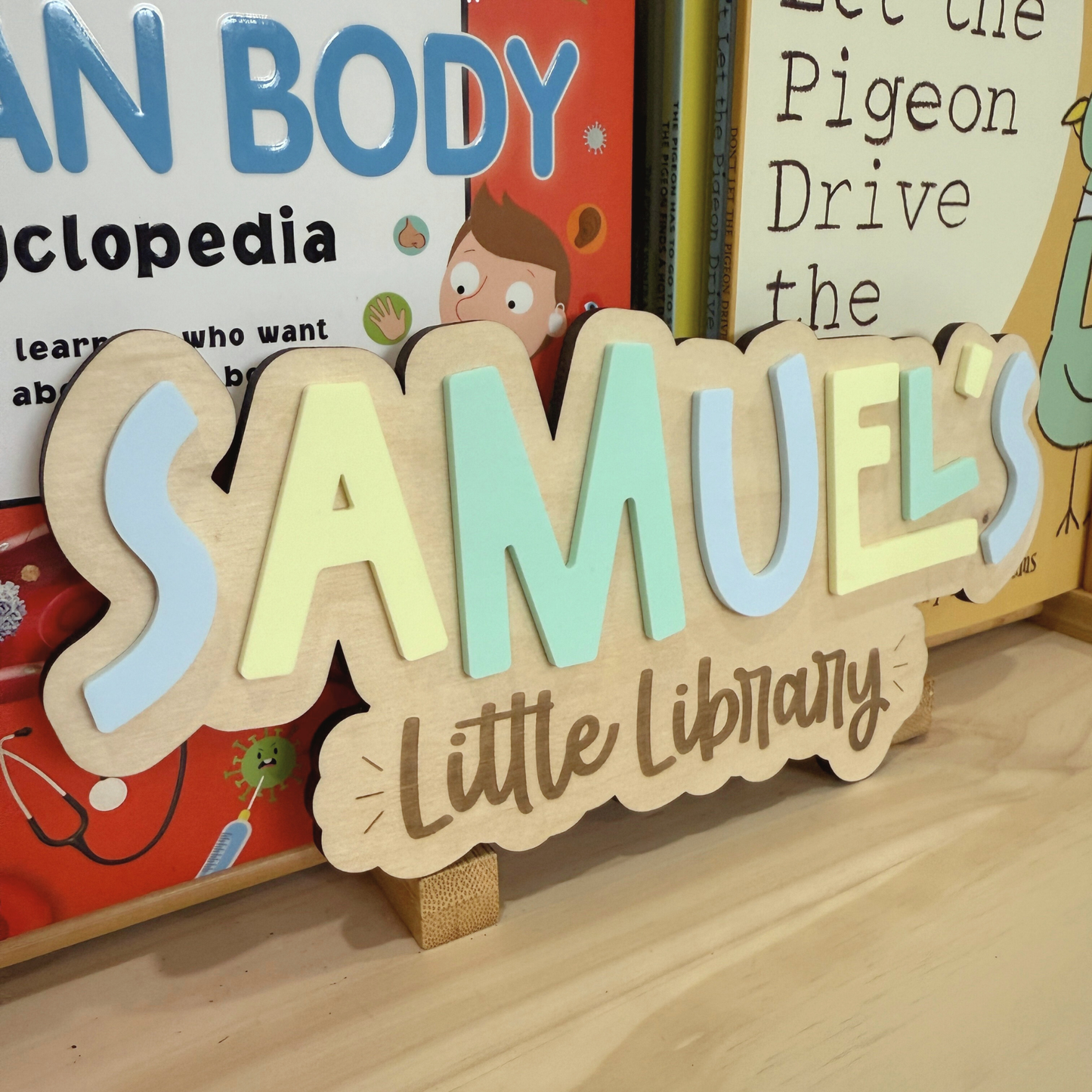 Kids Reading Nook Name Sign | Personalized Library Sign for Kids Room | Bookshelf Decor