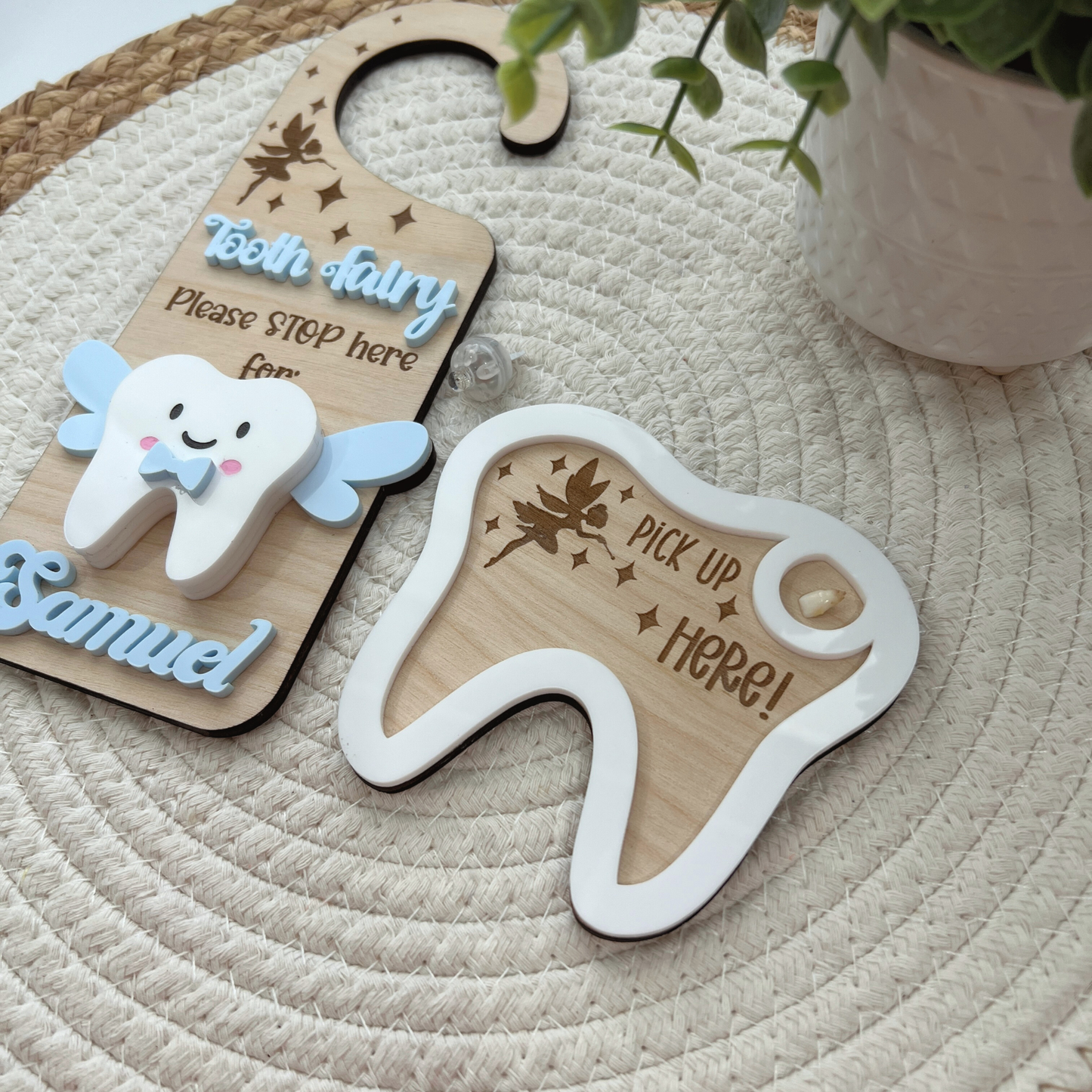 Personalized Tooth Fairy Door Hanger | Kids Tooth Fairy Holder | Lost Tooth Keepsake Gift | Custom Tooth Fairy Sign for Kids