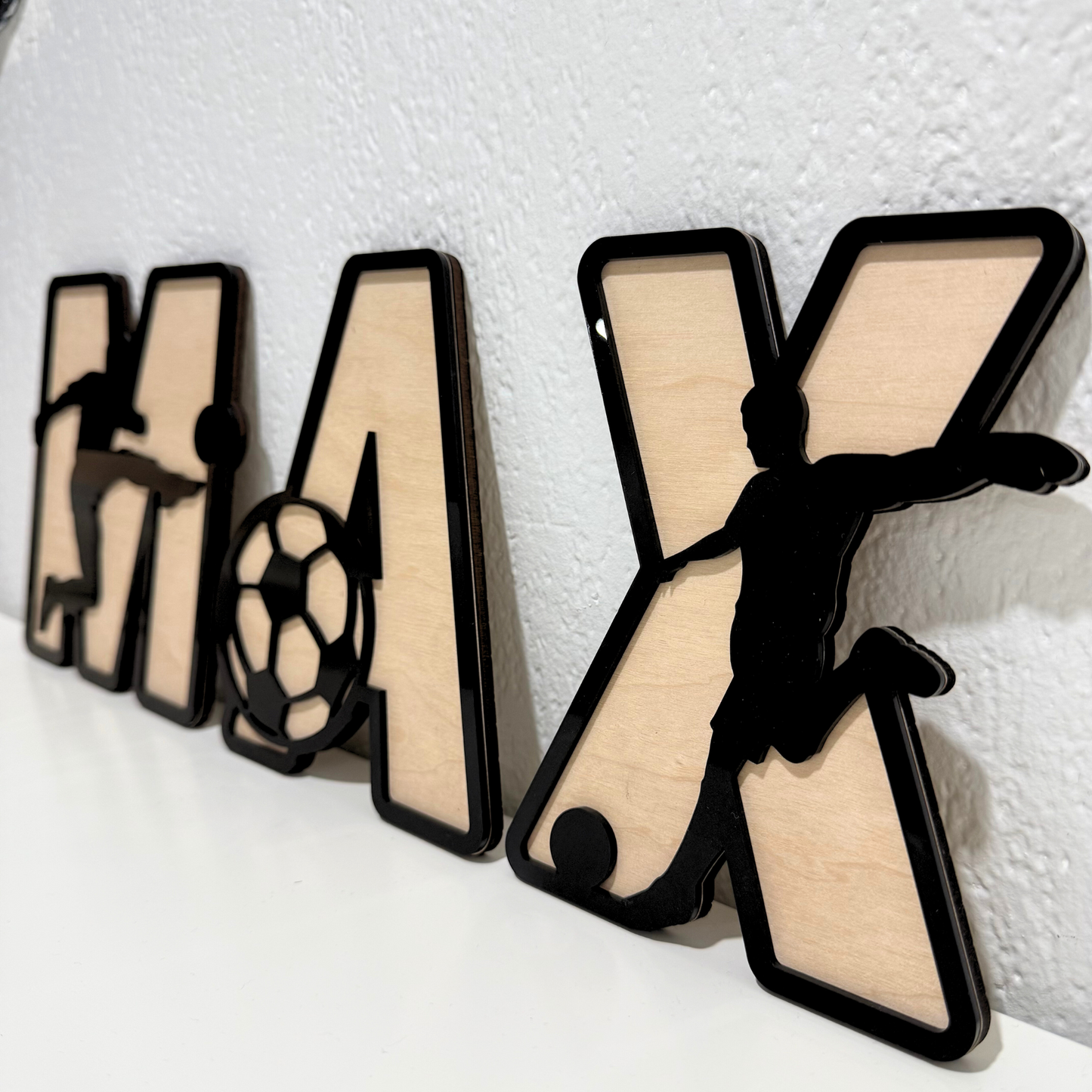 Personalized Sports Name Sign | Custom Kids Name Wall Decor | Boys Room Sports Wall Letters | Soccer Baseball Basketball Name Sign