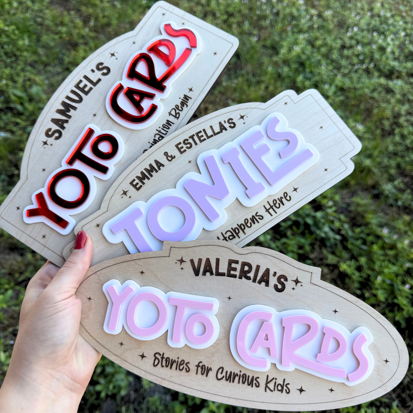 Yoto Cards Wall Sign | Personalized Tonies Display Sign, Yoto Player Accessories, Kids Listening Station Decor.