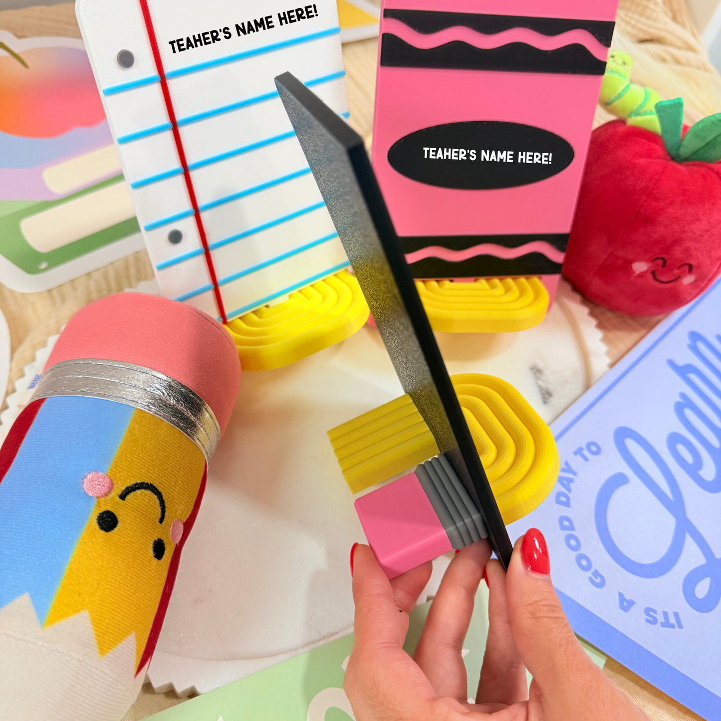 Personalized Teacher Phone Holder, 3D Printed Desk Stand, Custom Teacher Gift, Back to School Desk Organizer