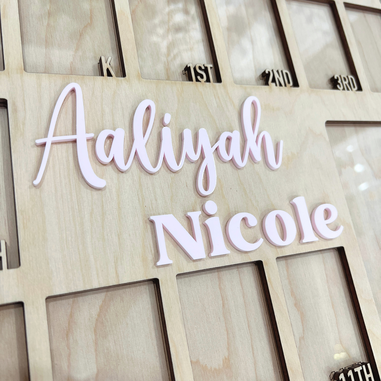 Personalized Kids School Years Photo Frame | Kindergarten to Graduation Memory Frame | School Photo Display Board | Wooden Kids Milestone Frame
