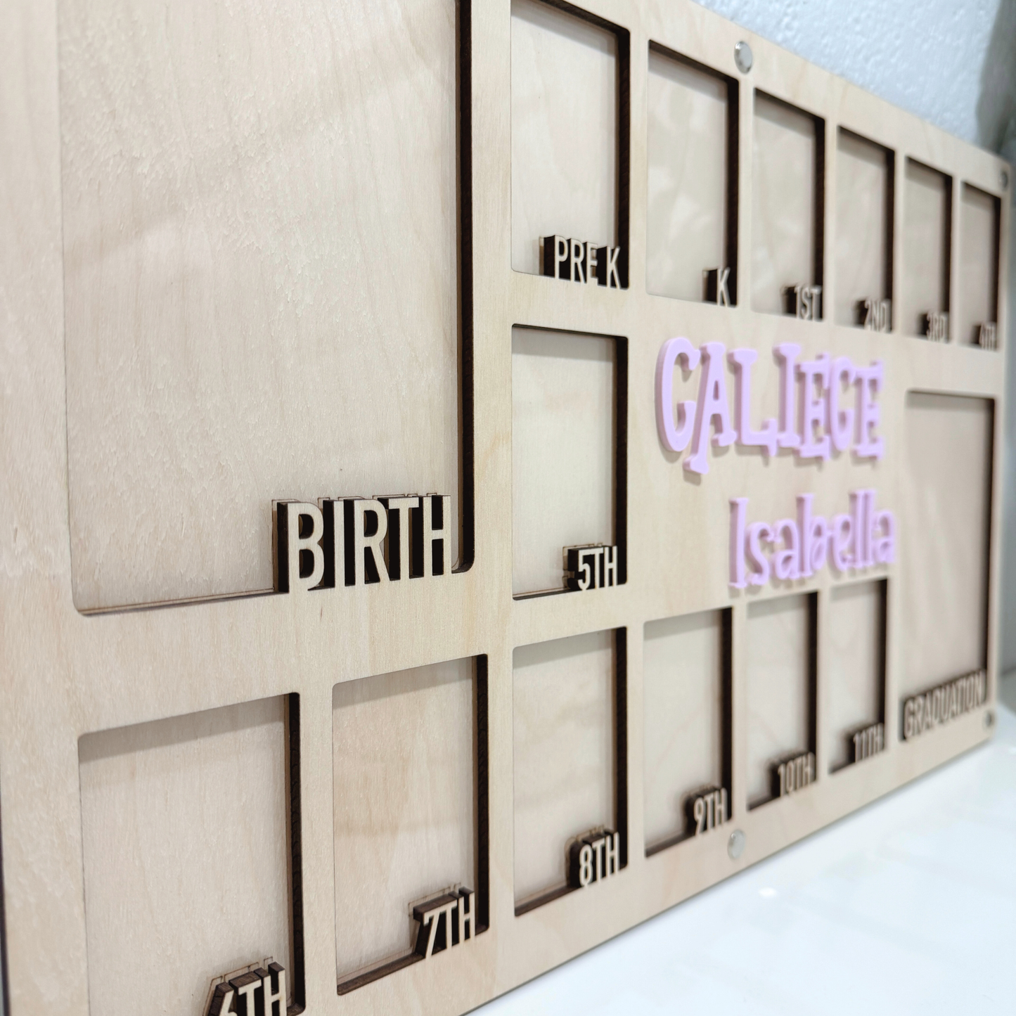 Personalized Kids School Years Photo Frame | Kindergarten to Graduation Memory Frame | School Photo Display Board | Wooden Kids Milestone Frame