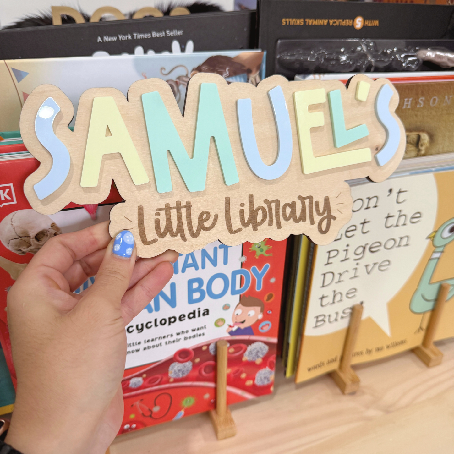 Kids Reading Nook Name Sign | Personalized Library Sign for Kids Room | Bookshelf Decor