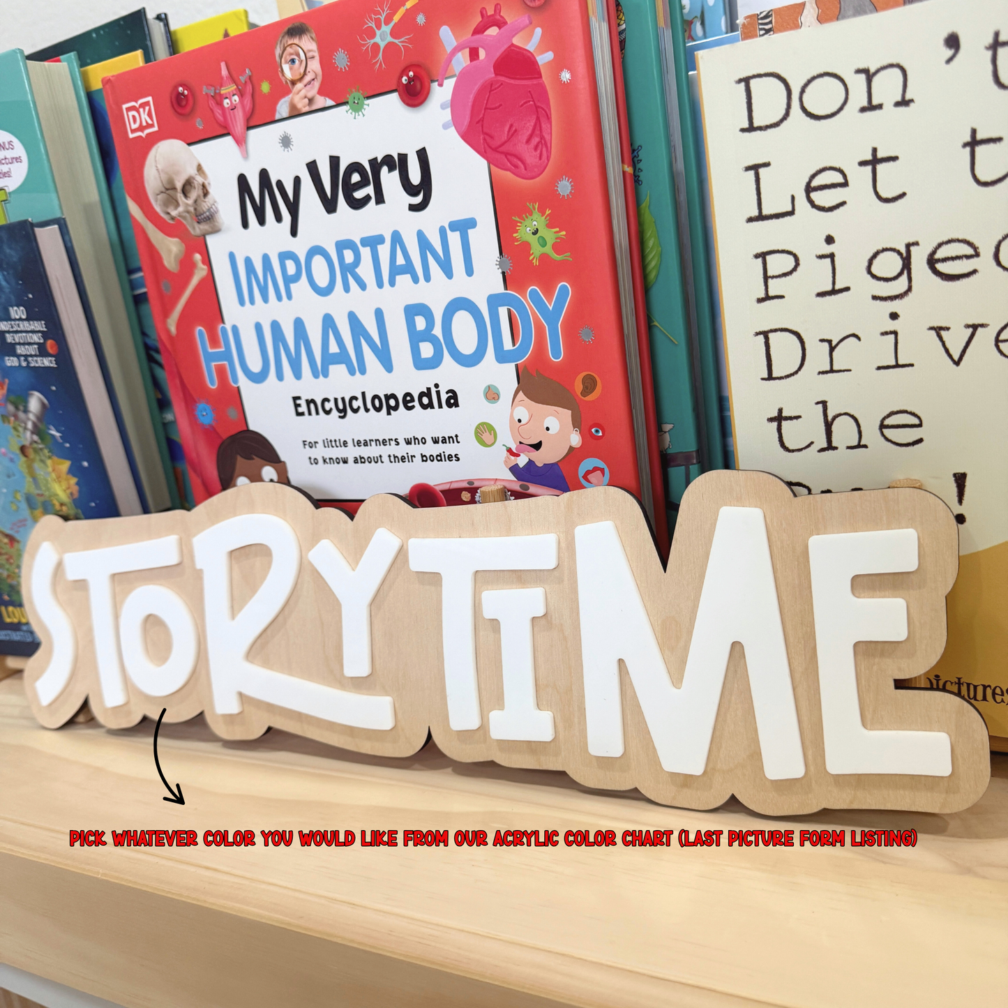 Kids Library Sign | Personalized Storytime Sign, Kids Reading Corner Decor, Kids Bookshelf Decor, Playroom Library Sign.