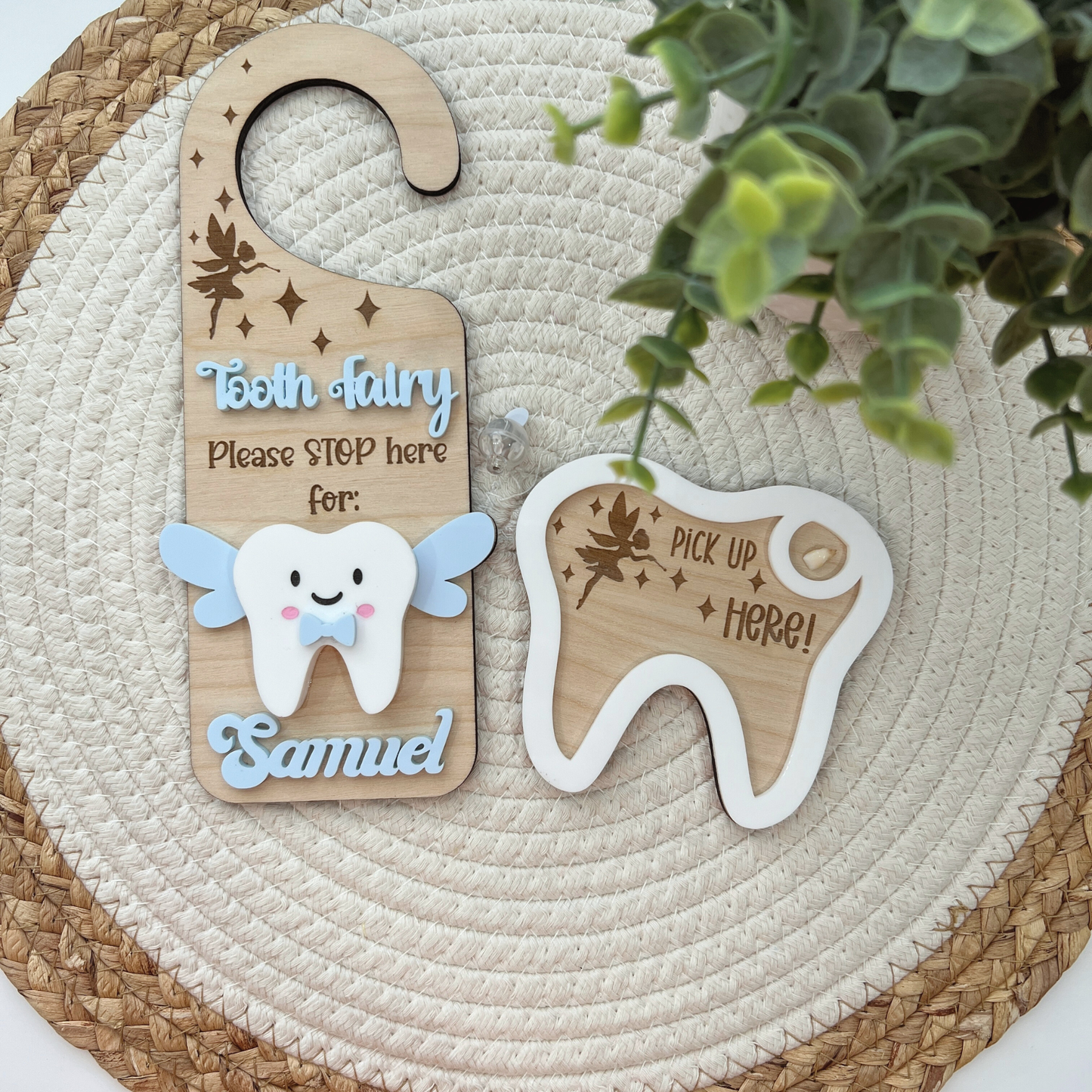 Personalized Tooth Fairy Door Hanger | Kids Tooth Fairy Holder | Lost Tooth Keepsake Gift | Custom Tooth Fairy Sign for Kids