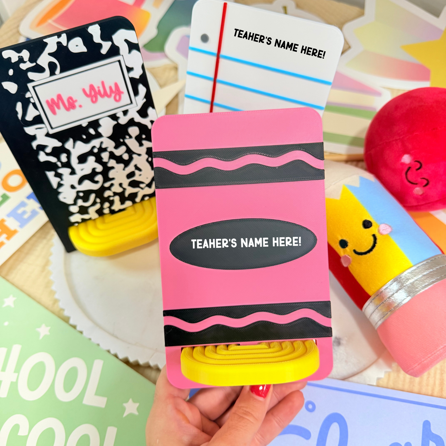 Personalized Teacher Phone Holder, 3D Printed Desk Stand, Custom Teacher Gift, Back to School Desk Organizer