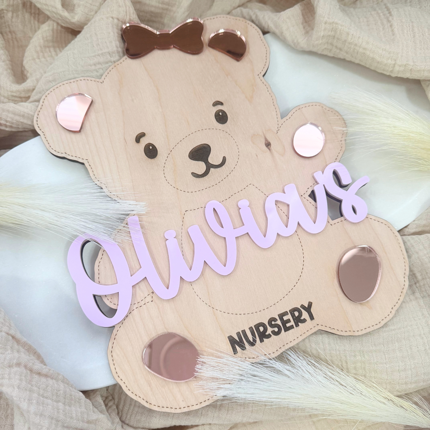 Custom Boy And Girl Teddy Bear Nursery Sign, Baby Name Wall Decor, Personalized Teddy Bear Theme, Personalized Name Sign For Nursery