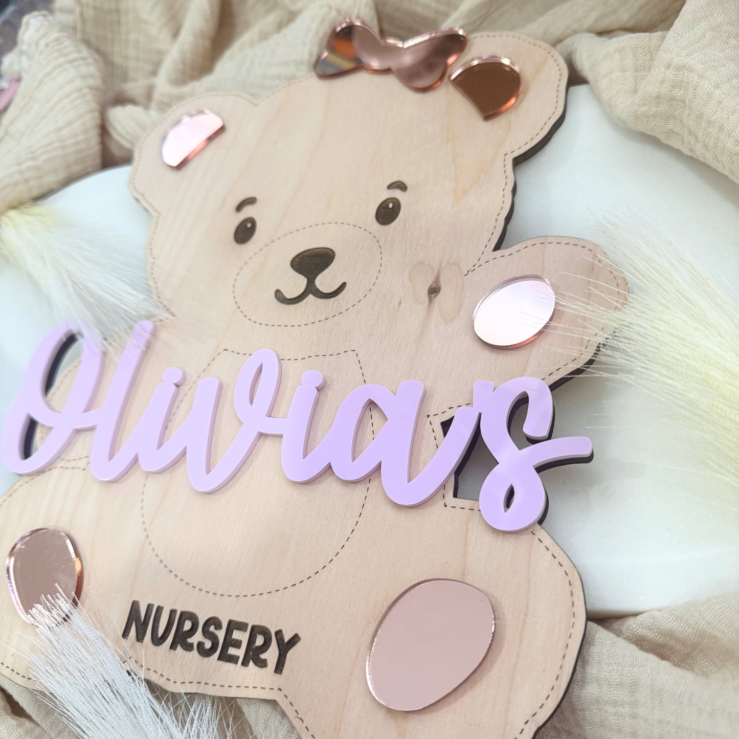 Custom Boy And Girl Teddy Bear Nursery Sign, Baby Name Wall Decor, Personalized Teddy Bear Theme, Personalized Name Sign For Nursery
