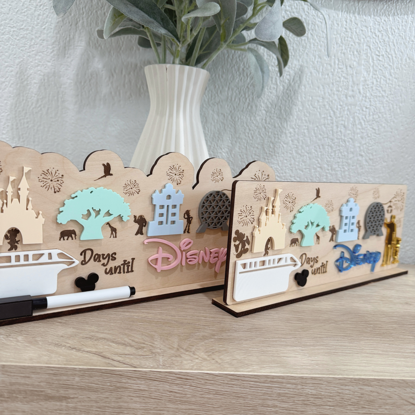 Magical Theme Personalized Theme Park Countdown Board | Family Vacation Countdown Sign | Magical Trip Countdown for Kids | Wooden Theme Park Trip Planner