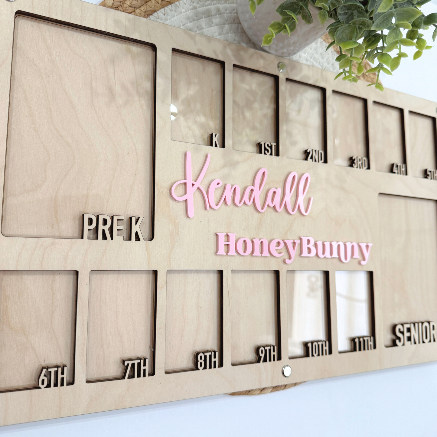 Personalized Kids School Years Photo Frame | Kindergarten to Graduation Memory Frame | School Photo Display Board | Wooden Kids Milestone Frame