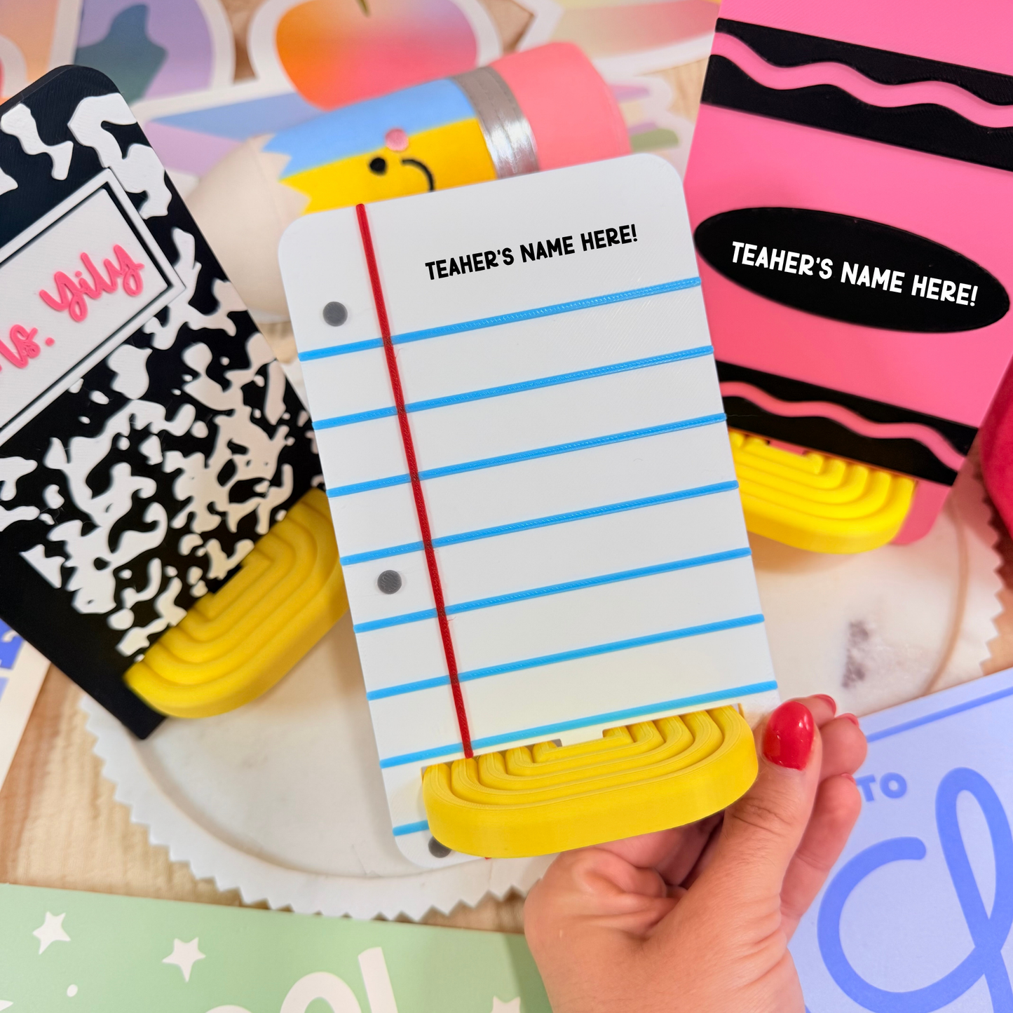 Personalized Teacher Phone Holder, 3D Printed Desk Stand, Custom Teacher Gift, Back to School Desk Organizer