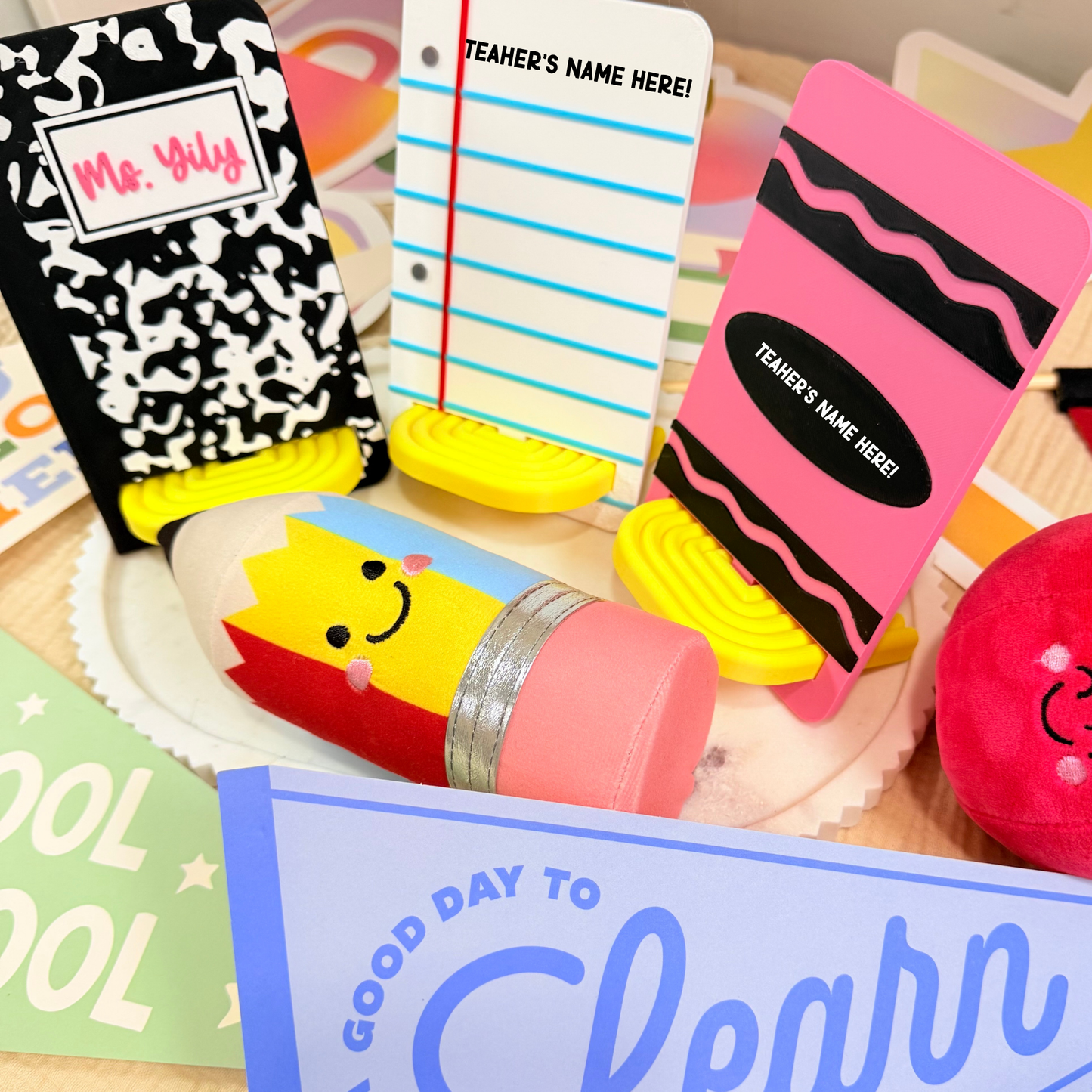 Personalized Teacher Phone Holder, 3D Printed Desk Stand, Custom Teacher Gift, Back to School Desk Organizer