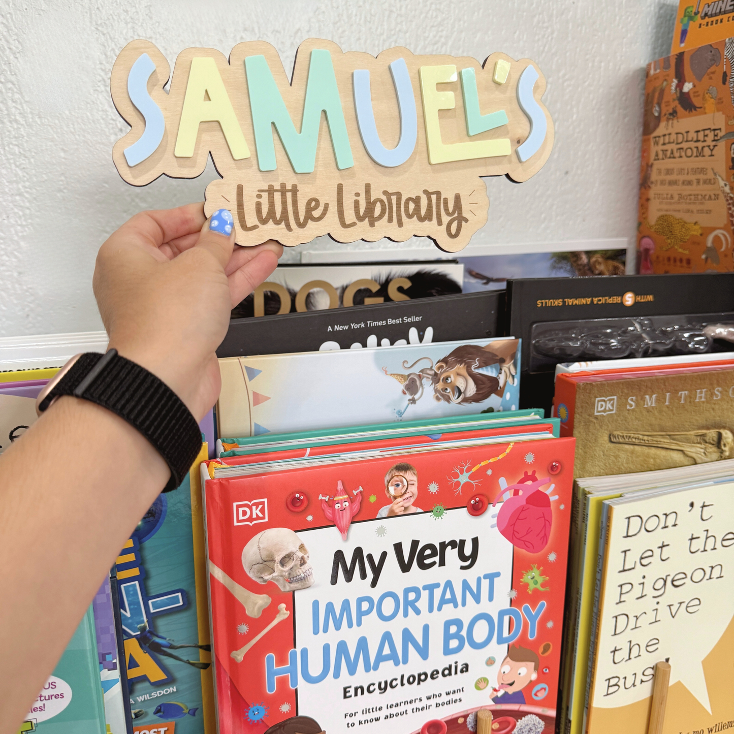 Kids Reading Nook Name Sign | Personalized Library Sign for Kids Room | Bookshelf Decor