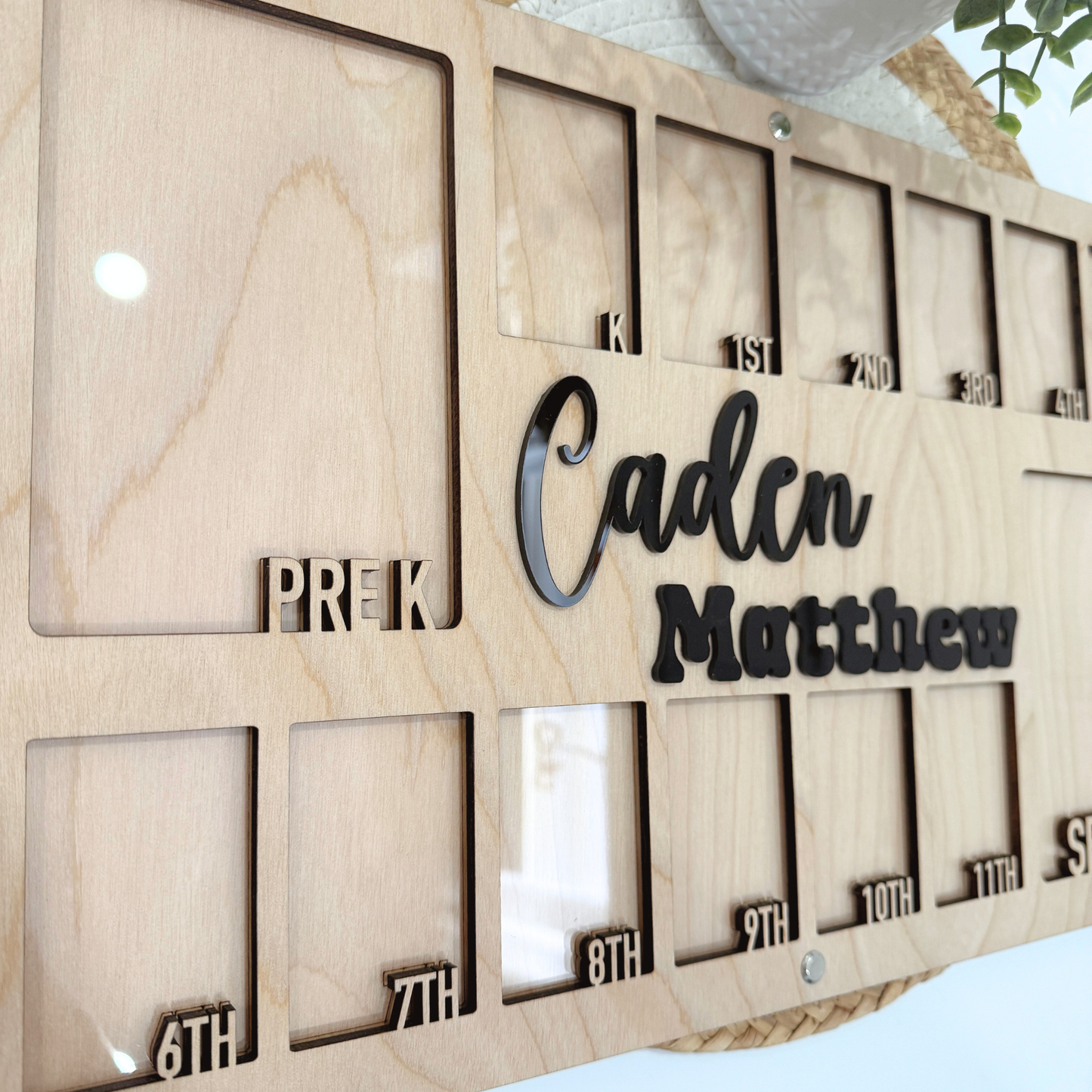 Personalized Kids School Years Photo Frame | Kindergarten to Graduation Memory Frame | School Photo Display Board | Wooden Kids Milestone Frame