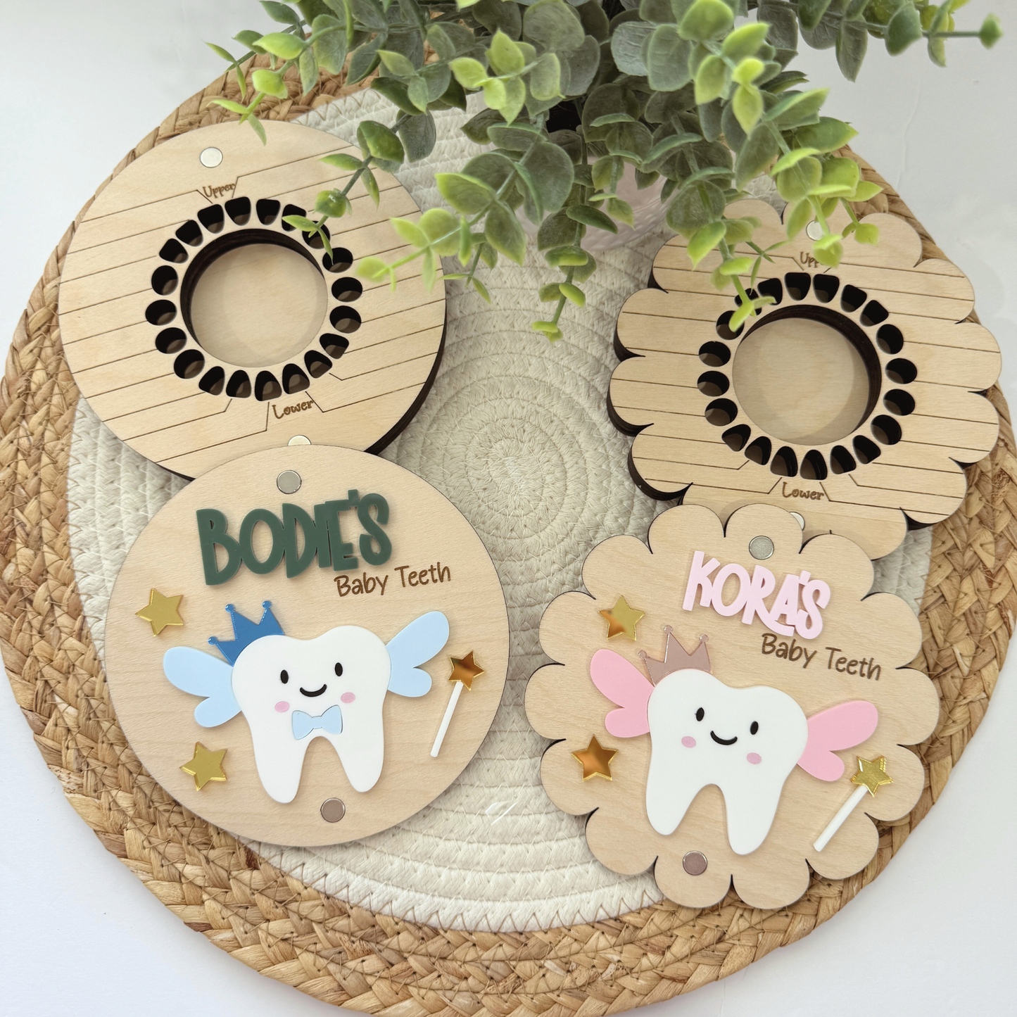 Personalized Baby Tooth Box | Wooden Tooth Fairy Keepsake | Custom Name Baby Tooth Holder | Baby Shower Gift