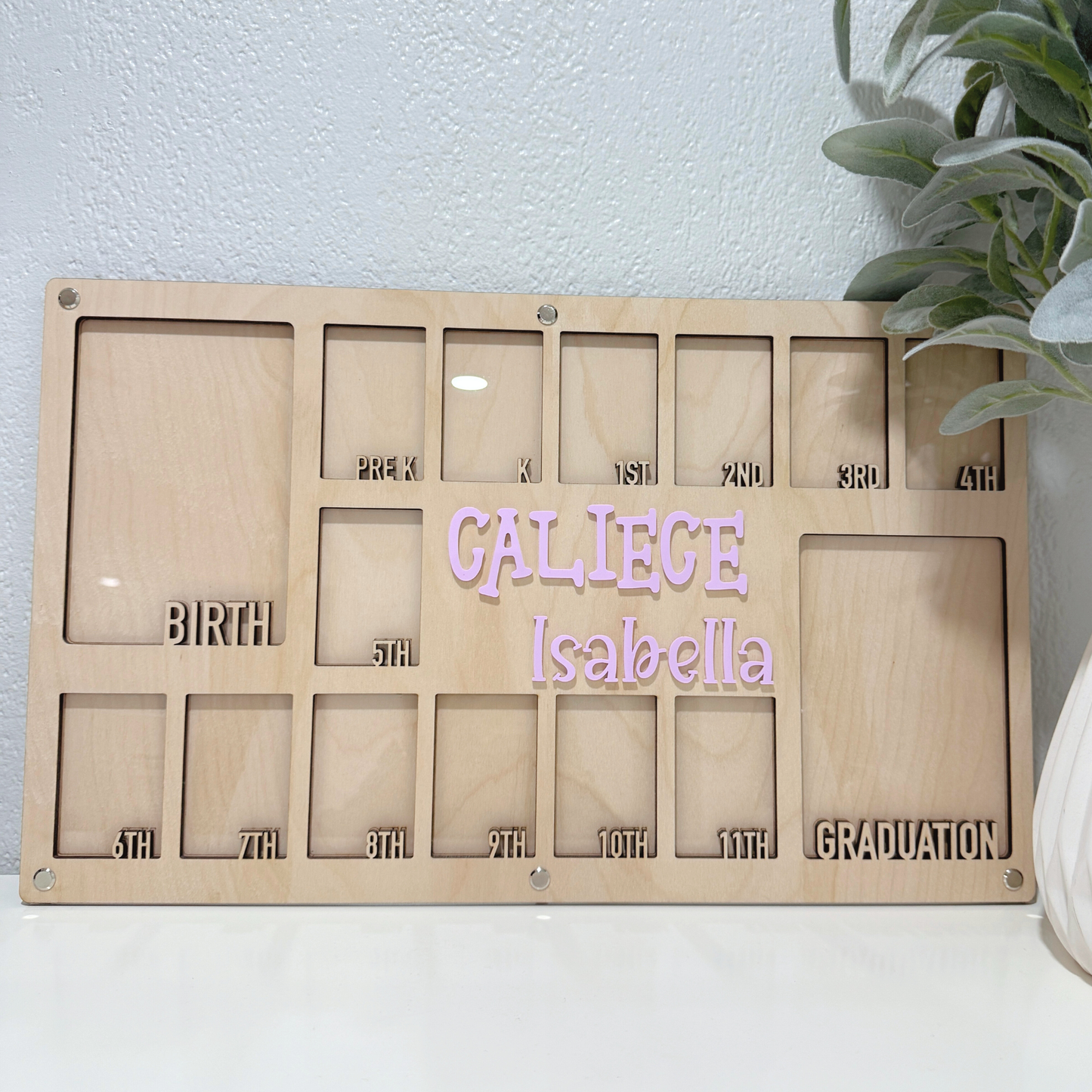 Personalized Kids School Years Photo Frame | Kindergarten to Graduation Memory Frame | School Photo Display Board | Wooden Kids Milestone Frame