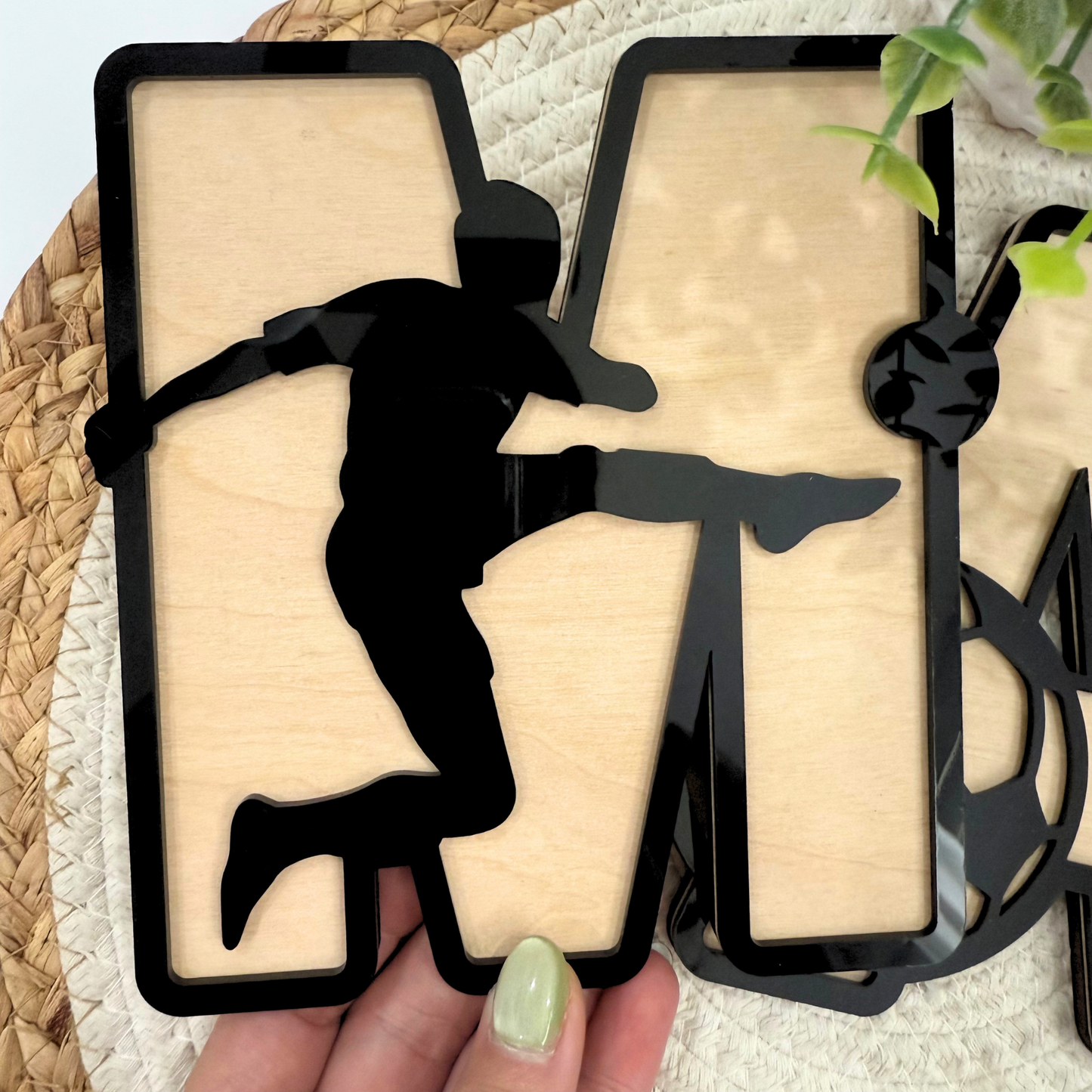 Personalized Sports Name Sign | Custom Kids Name Wall Decor | Boys Room Sports Wall Letters | Soccer Baseball Basketball Name Sign