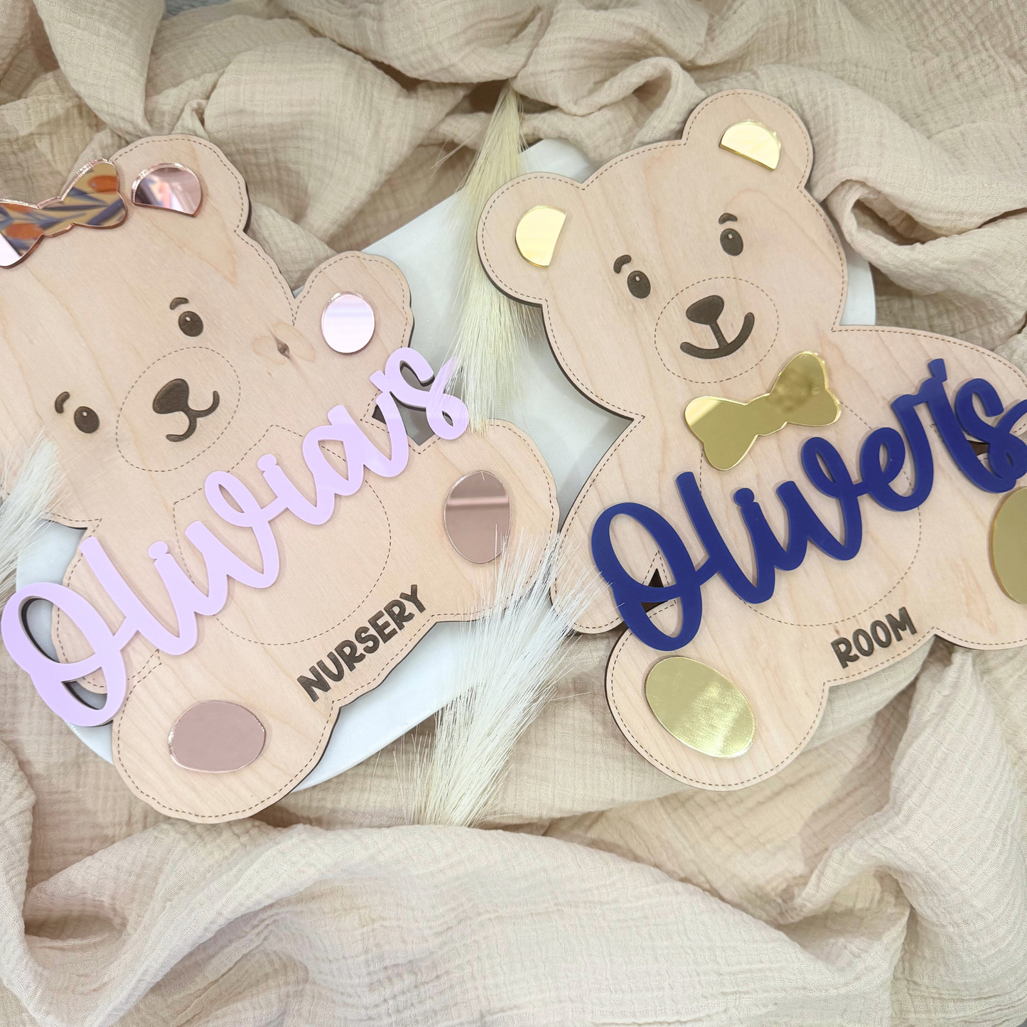 Custom Boy And Girl Teddy Bear Nursery Sign, Baby Name Wall Decor, Personalized Teddy Bear Theme, Personalized Name Sign For Nursery