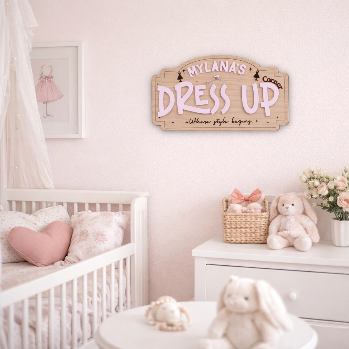 Dress Up Corner Sign For Girls, Custom Girls Pretend Play Sign, Custom Dress Up Sign, Dress Up Corner For Girls, Custom Sign For Girls Room.