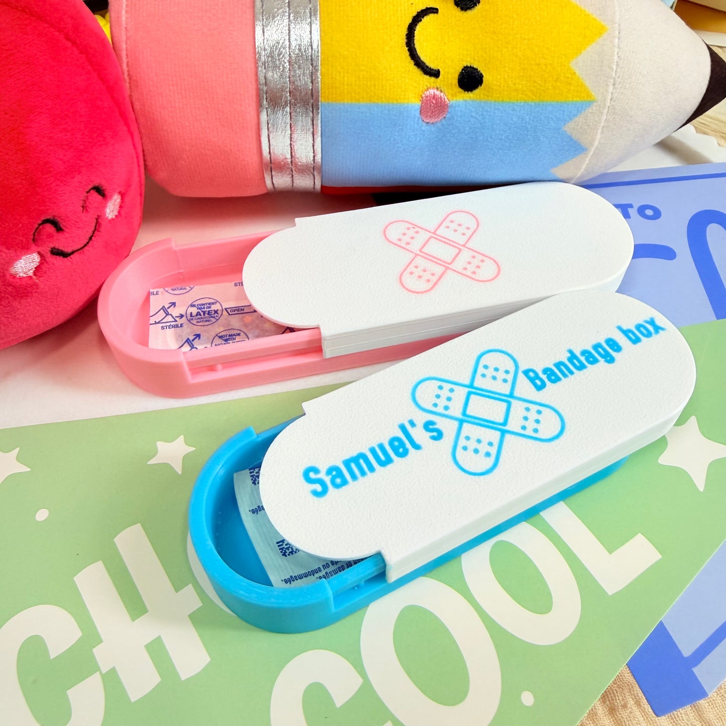Personalized 3D Bandage Holder, 3D First Aid Case for Kids Backpack, Custom Bandage Case, Custom School Safety Kit, Travel Bandage Holder.