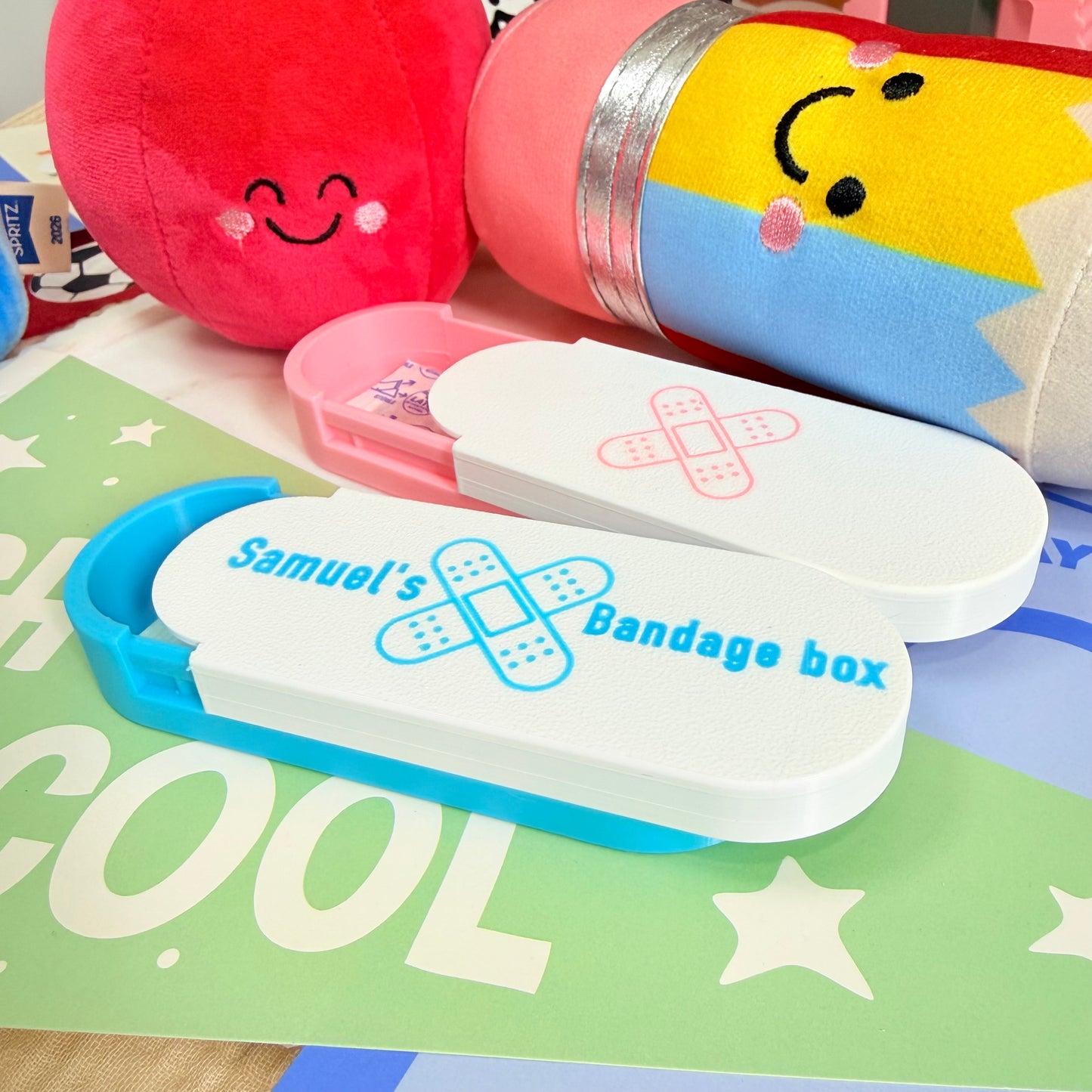 Personalized 3D Bandage Holder, 3D First Aid Case for Kids Backpack, Custom Bandage Case, Custom School Safety Kit, Travel Bandage Holder.