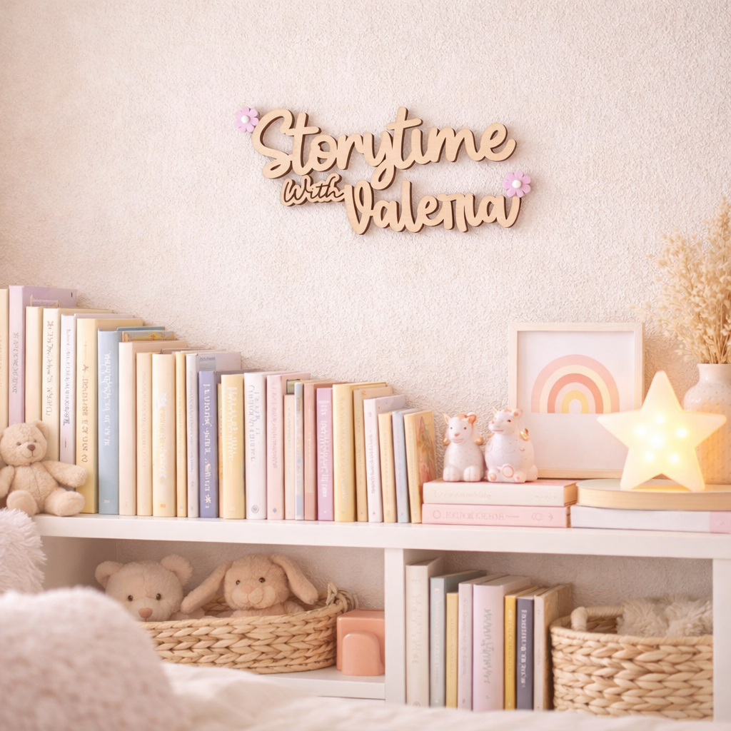 Personalized Storytime Name Sign | Kids Reading Nook Decor | Custom Kids Wall Sign | Nursery & Playroom Decor | Homeschool Room Sign